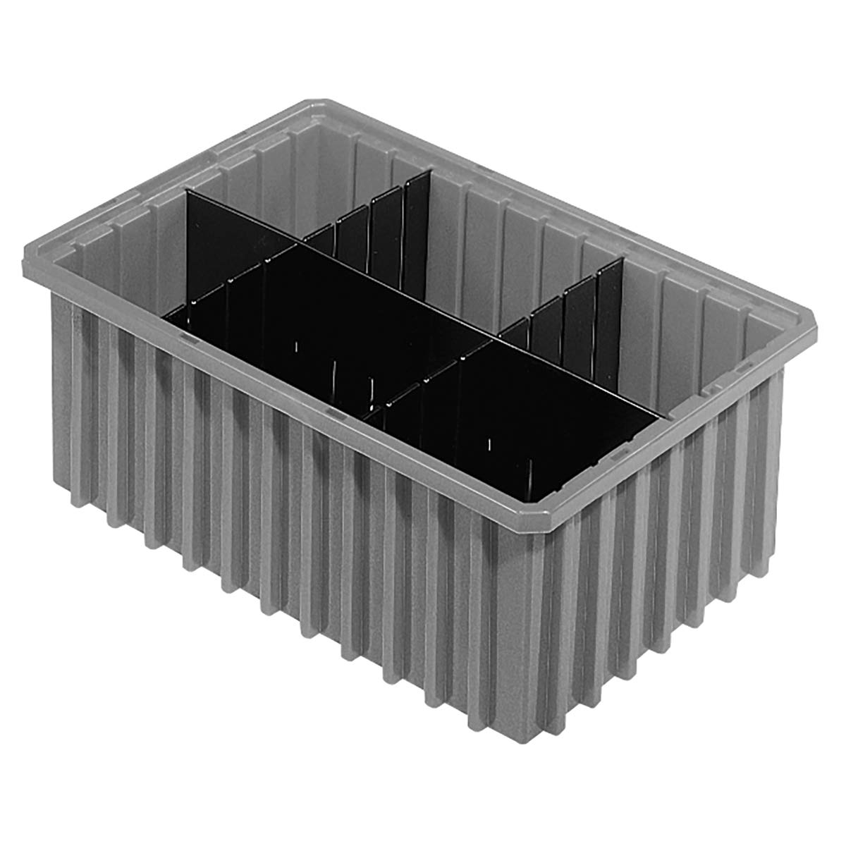 Akro-Mils 33166 Stackable Plastic Storage Bins with Dividers - 8 Pack Gray Modular Organizer (16.5