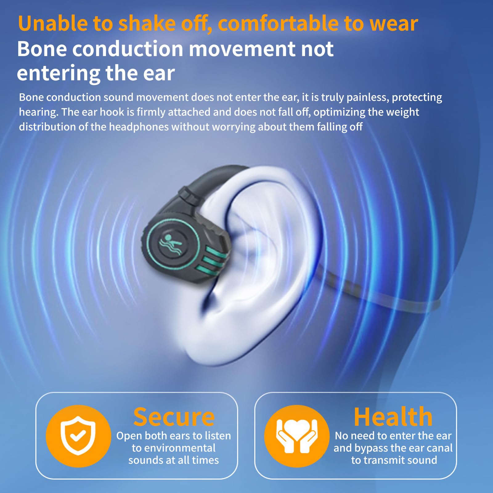 Wireless Bone Conduction Headphones - Open Ear Bluetooth Sport Headphones with Built-in Mic, IPX68 Waterproof & Sweatproof for Running, Cycling, Gym Workouts - Perfect for Outdoor Activities & Fitness Enthusiasts