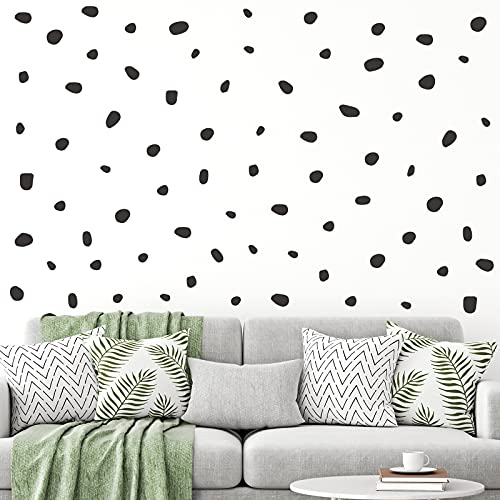 284-Piece Black Polka Dot Wall Decal Stickers - Irregular Modern Peel & Stick Geometric Wall Art for Kids Bedroom, Nursery, Classroom & Playroom Decor - Minimalist Home Decoration