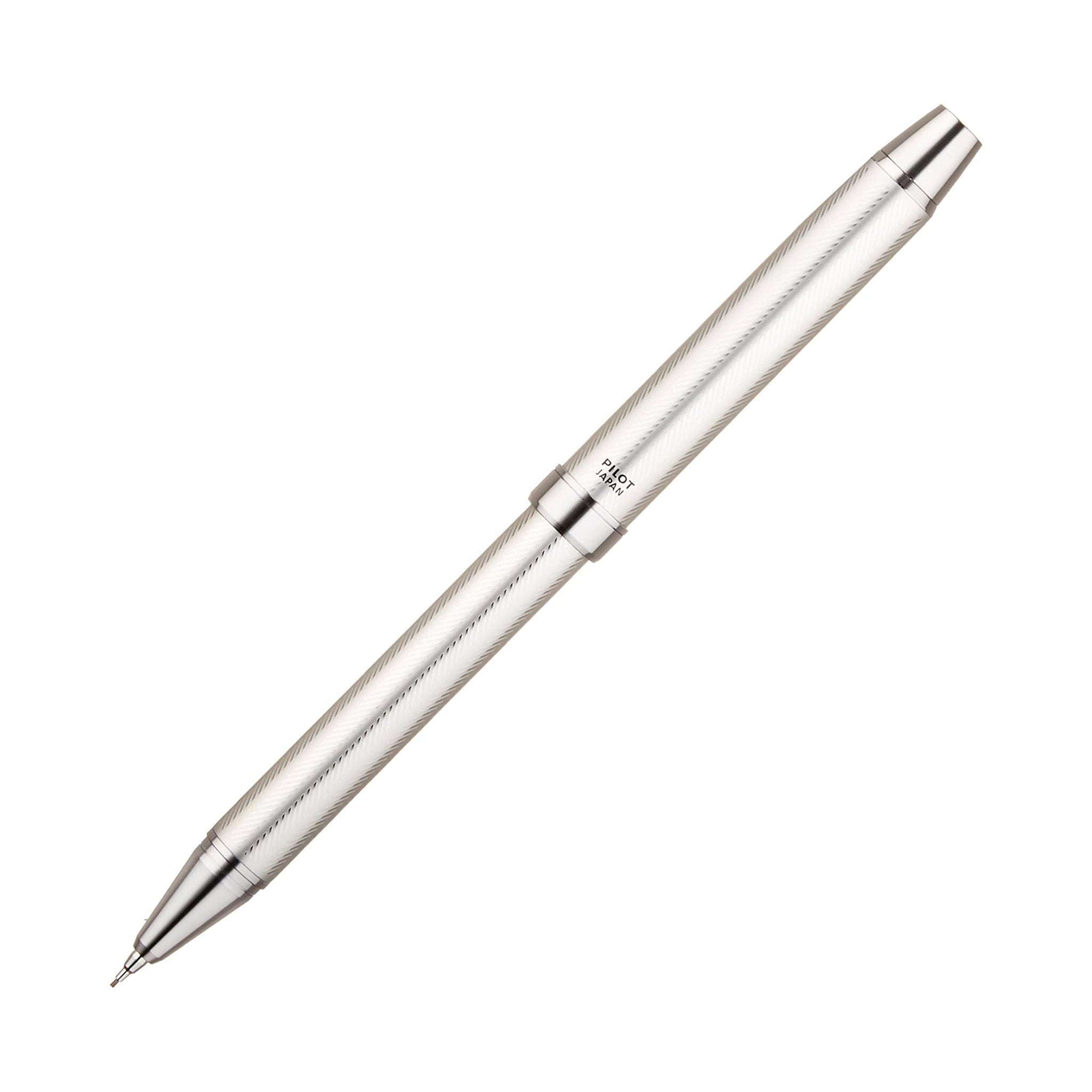EVOLT 2-in-1 Multi-Function Ballpoint Pen with Herringbone Design - Silver Body & Pilot Refill - Perfect for Office, School, and Business Gifts