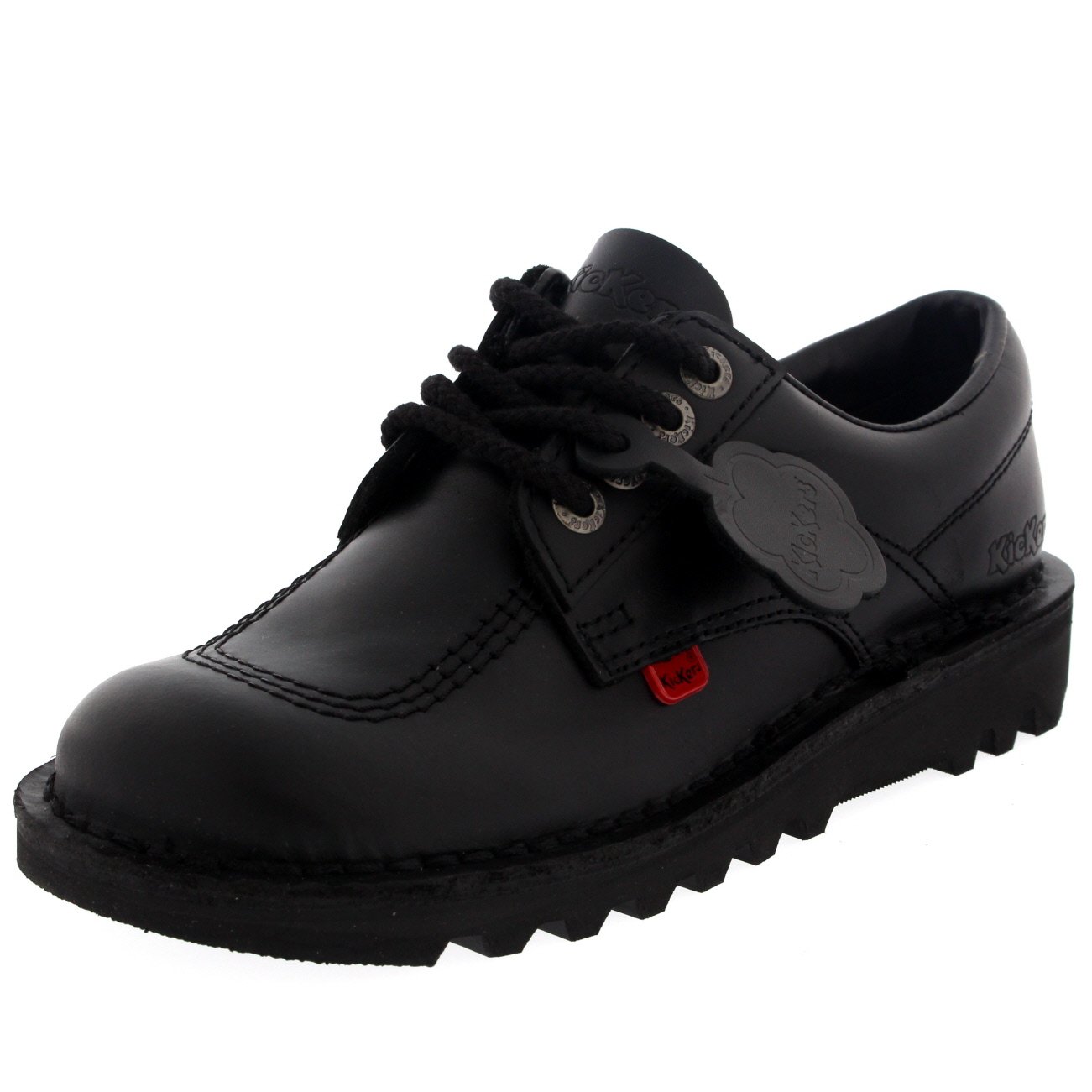 Kickers Unisex Kids Leather School Boots - Black Size 2 | Comfortable & Durable Back-to-School Shoes for Boys & Girls | Perfect for Classroom, Playground & Everyday Wear