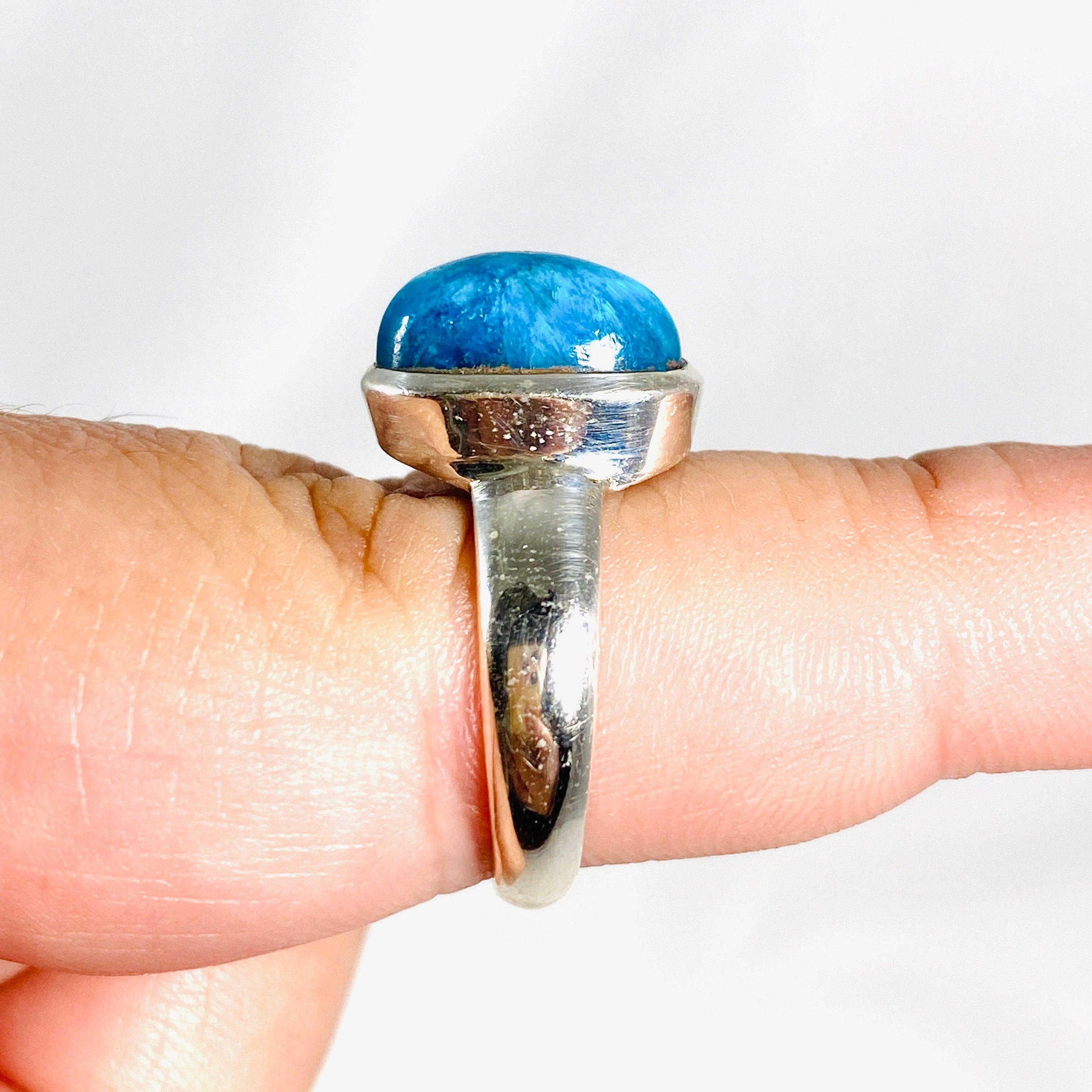 Natural Cavansite Oval Ring - Size 9 Blue Crystal Jewelry for Women - Perfect for Everyday Wear, Gift Giving & Spiritual Healing