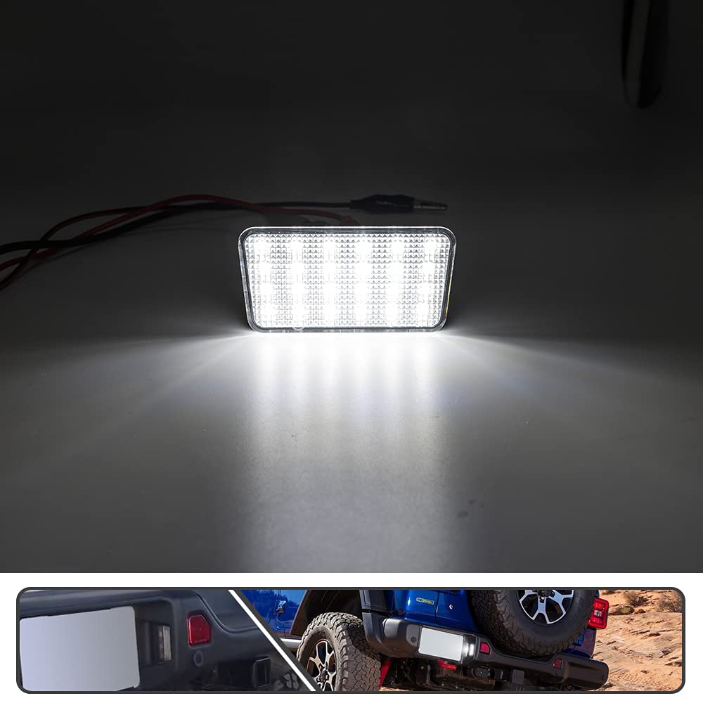 Jeep Wrangler JL LED License Plate Lights (2018-2021) - High Power SMD Xenon White Bulbs, Error-Free OEM Replacement #68310837AA - Perfect for Night Driving & Off-Road Adventures