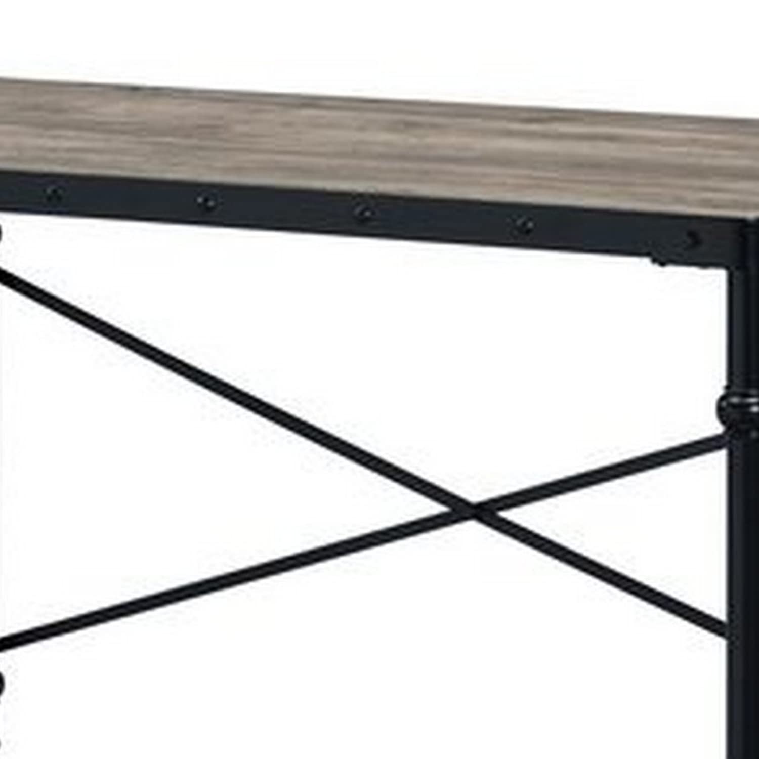 Benjara Black Writing Desk with Casters & Nail Accents - Modern Home Office Desk for Study, Work & Small Spaces