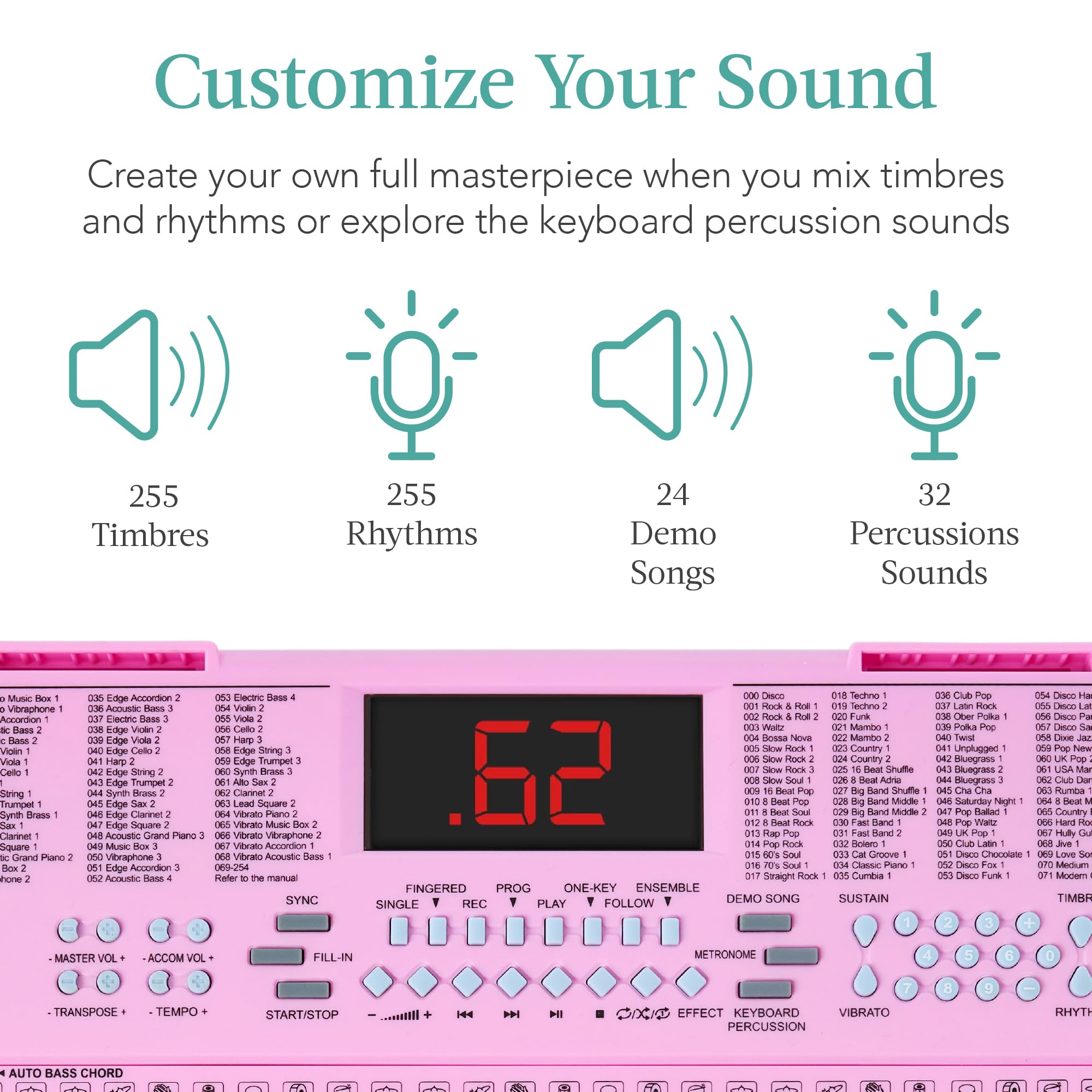 Best Choice Products 61-Key Portable Electronic Keyboard Piano Set with LED Screen, Stand, Bench & Headphones - Pink | Perfect for Beginners, Home Practice & Music Lessons
