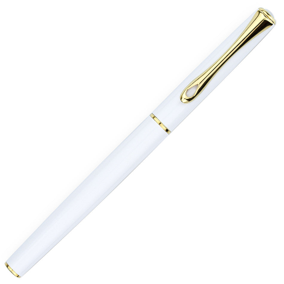 Diplomat Traveller Fountain Pen - Snow White & Gold Trim Luxury Writing Instrument for Professionals & Gifts | Office, Business Meetings, Journaling, Calligraphy
