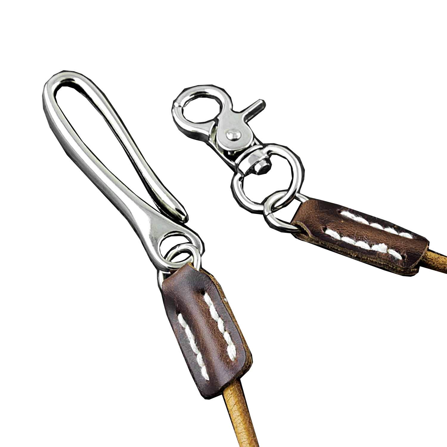Genuine Leather Wallet Chain for Men - Stylish Keychain Holder with Belt Loop - Perfect for Pants, Jeans & Everyday Carry (Model #KL02)