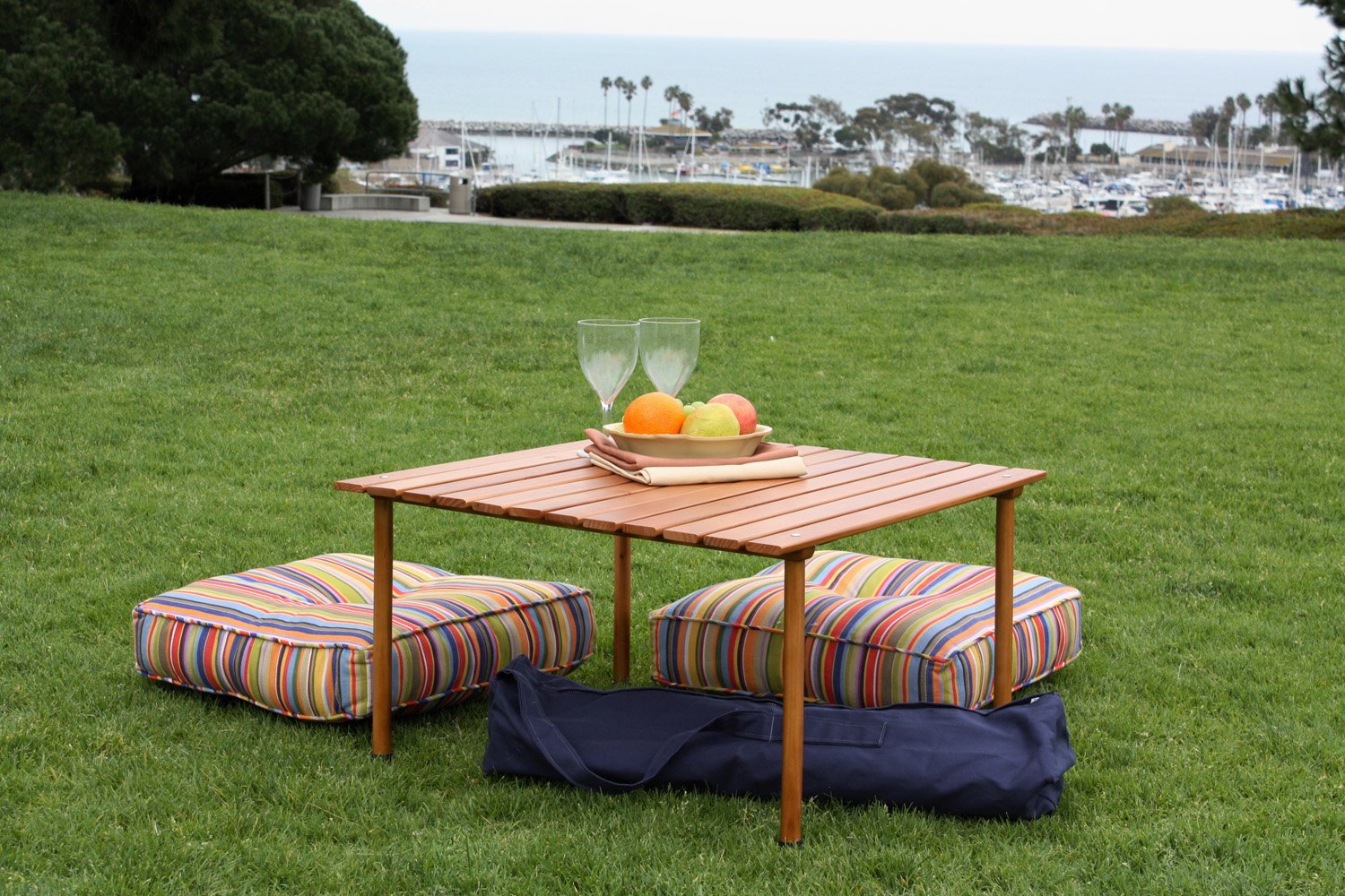 W2716 Original Low Wood Portable Table with Carrying Bag, Brown - Perfect for Picnics, Camping, and Outdoor Gatherings