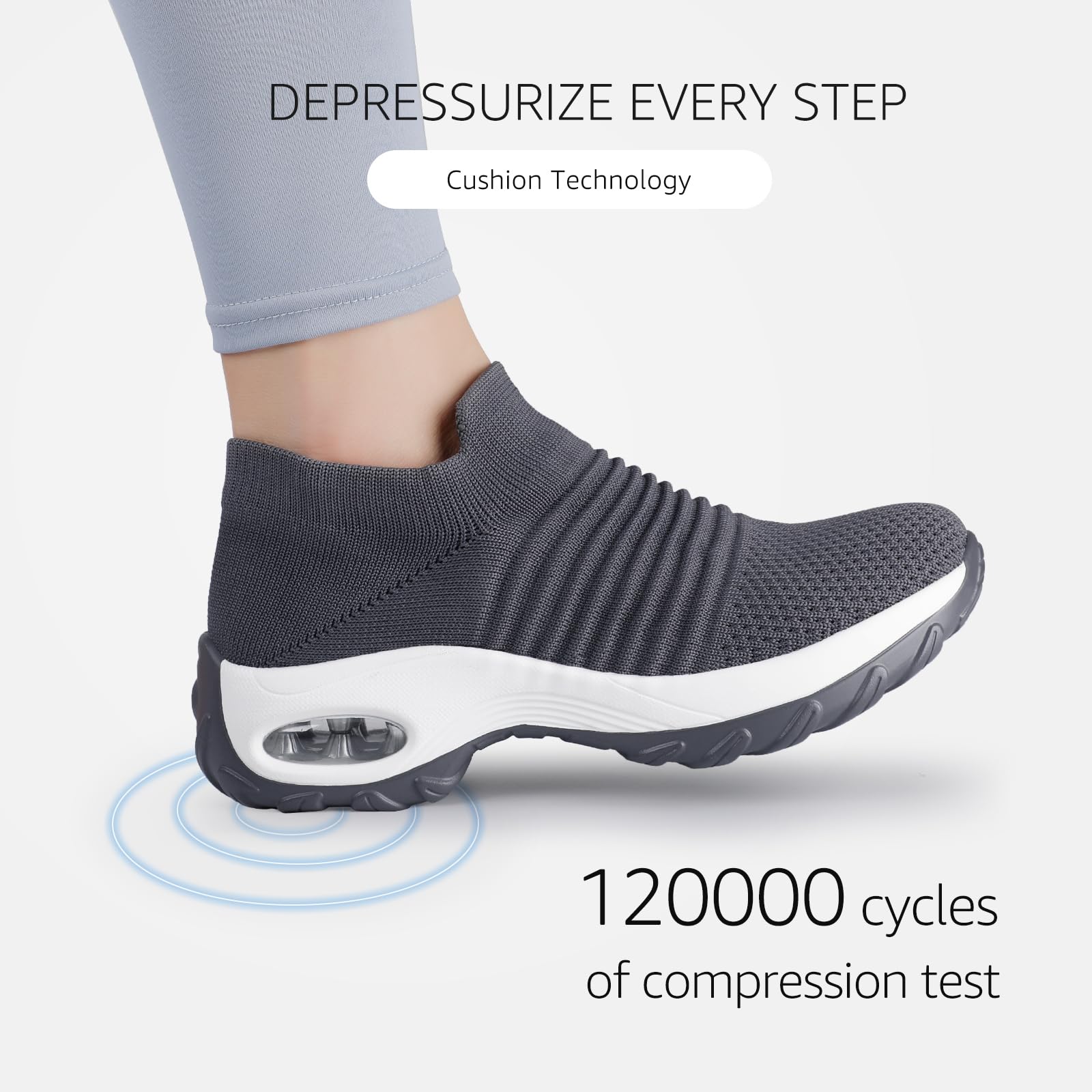STQ Women's Slip-On Walking Shoes - Breathable Non-Slip Work Sneakers with Air Cushion & Arch Support - Comfortable Orthopedic Shoes for Nurses, Waitresses & All-Day Wear