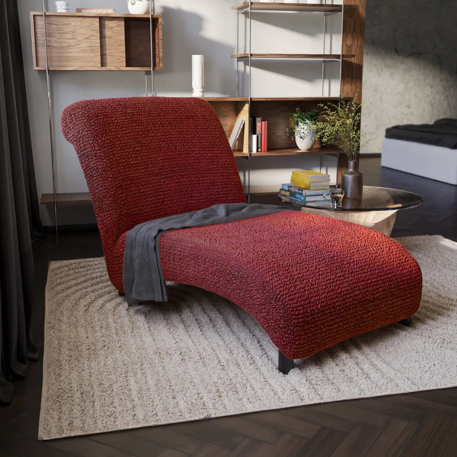 Armless Chaise Lounge Slipcover - Soft Microfiber Stretch Cover with Non-Slip Backing - Perfect for Living Room, Bedroom or Nursery Furniture Protection