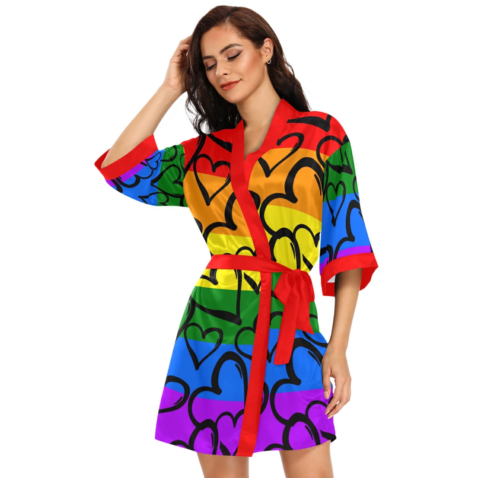 Luxury Satin Robe for Women - Gay Pride & Wedding Kimono Bathrobe - Bridesmaid, Bride, Spa & Bachelorette Party Wear - Soft & Elegant Loungewear for Special Occasions & Relaxation