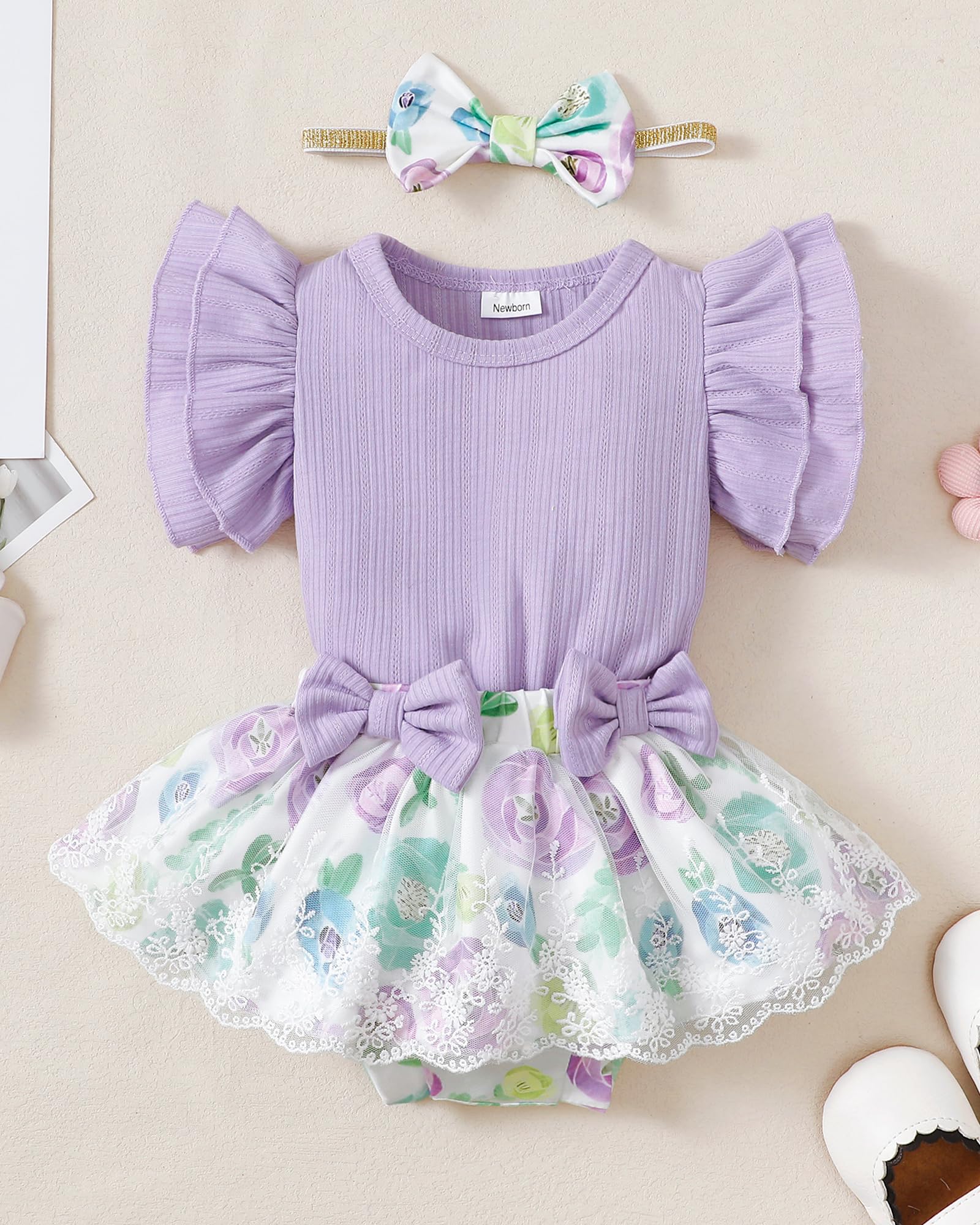 Mioglrie Preemie Clothes for Newborn Baby Girls - Soft Summer Romper Dress & Shorts Outfit Set | Perfect for Hospital, Photoshoots & Daily Wear