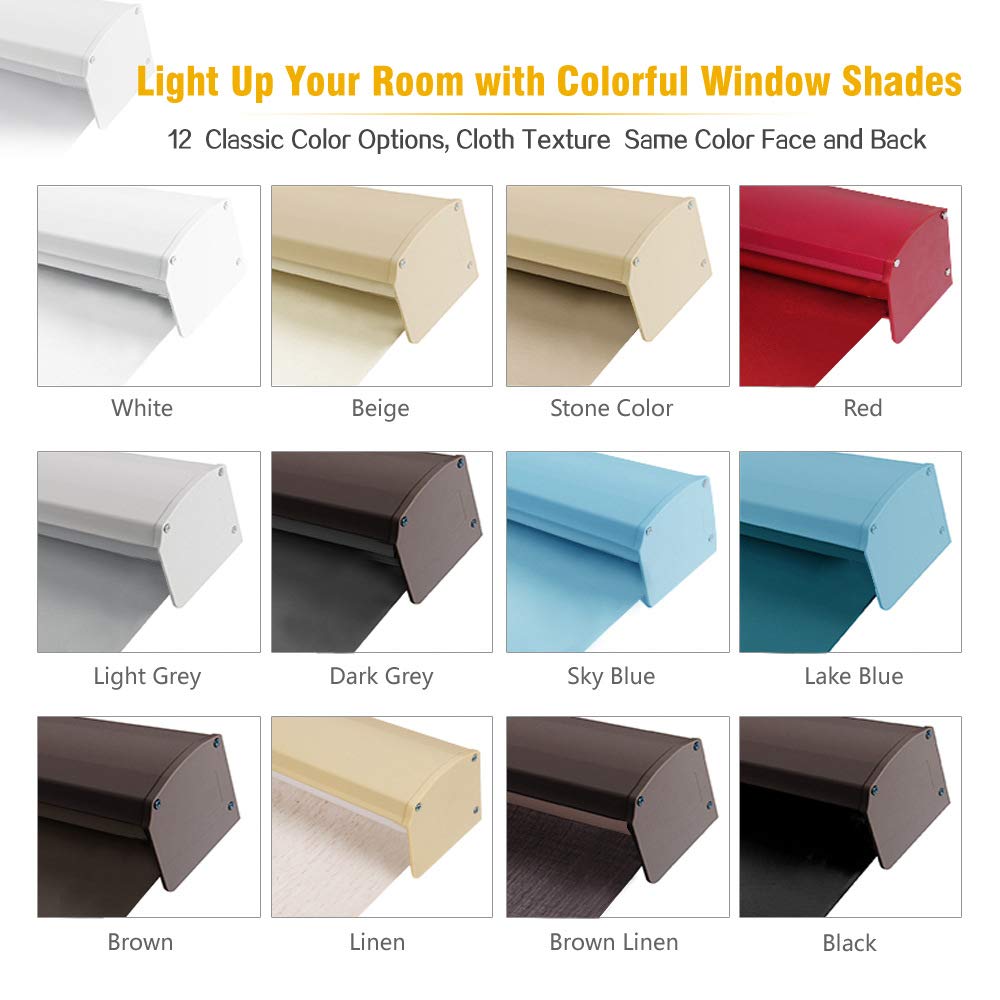 Yin Yang Motorized Cordless Valance Window Blinds - Lake Blue Remote Control Rechargeable Roller Shades with Matching Metal Valance | UV Protection Sun Shades for Windows & Doors | Perfect for Living Rooms, Bedrooms & Home Offices