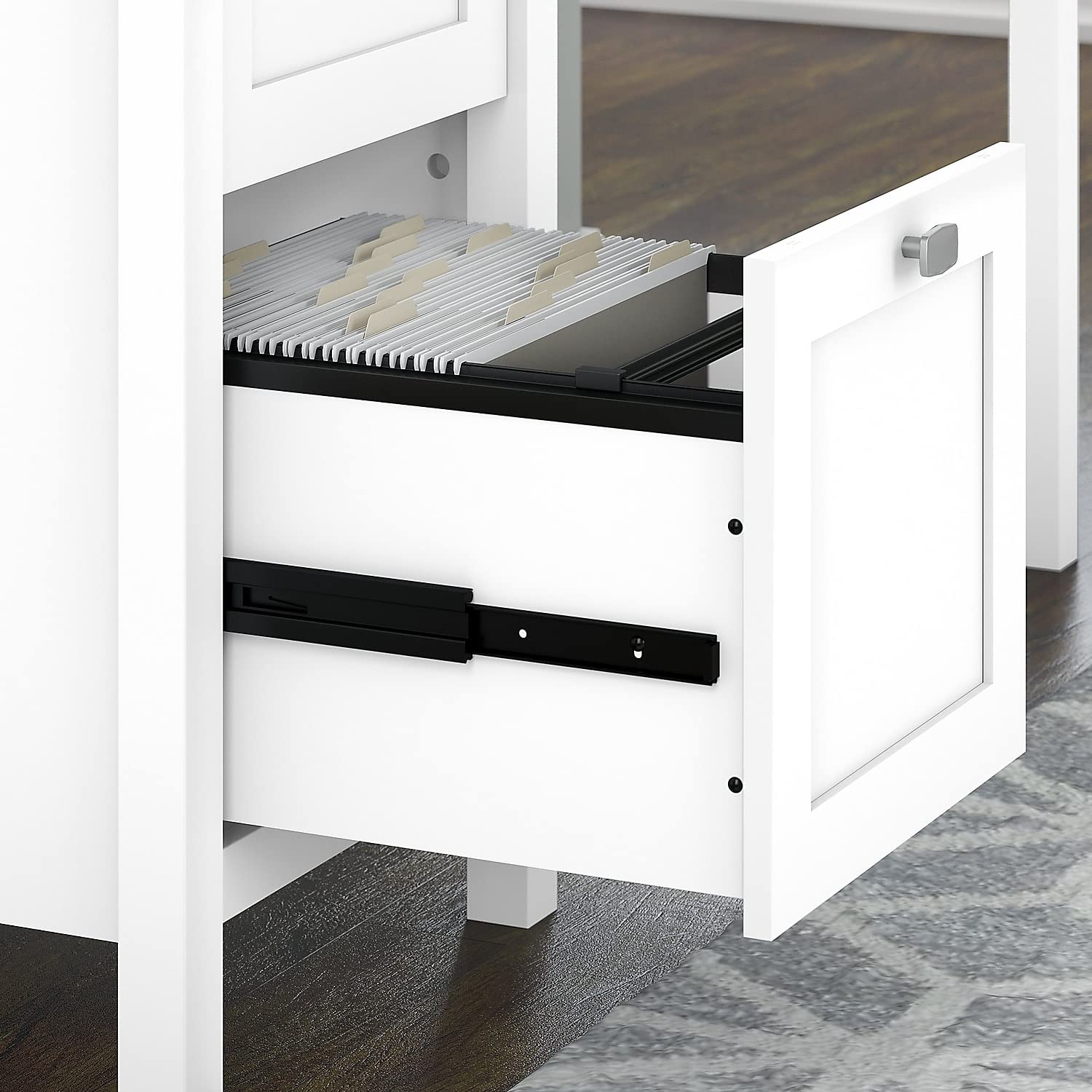Bush Furniture Broadview 54-Inch Wide Computer Desk with 2 Drawers, Pure White - Home Office Desk for Small Spaces, Study & Workstation Setup
