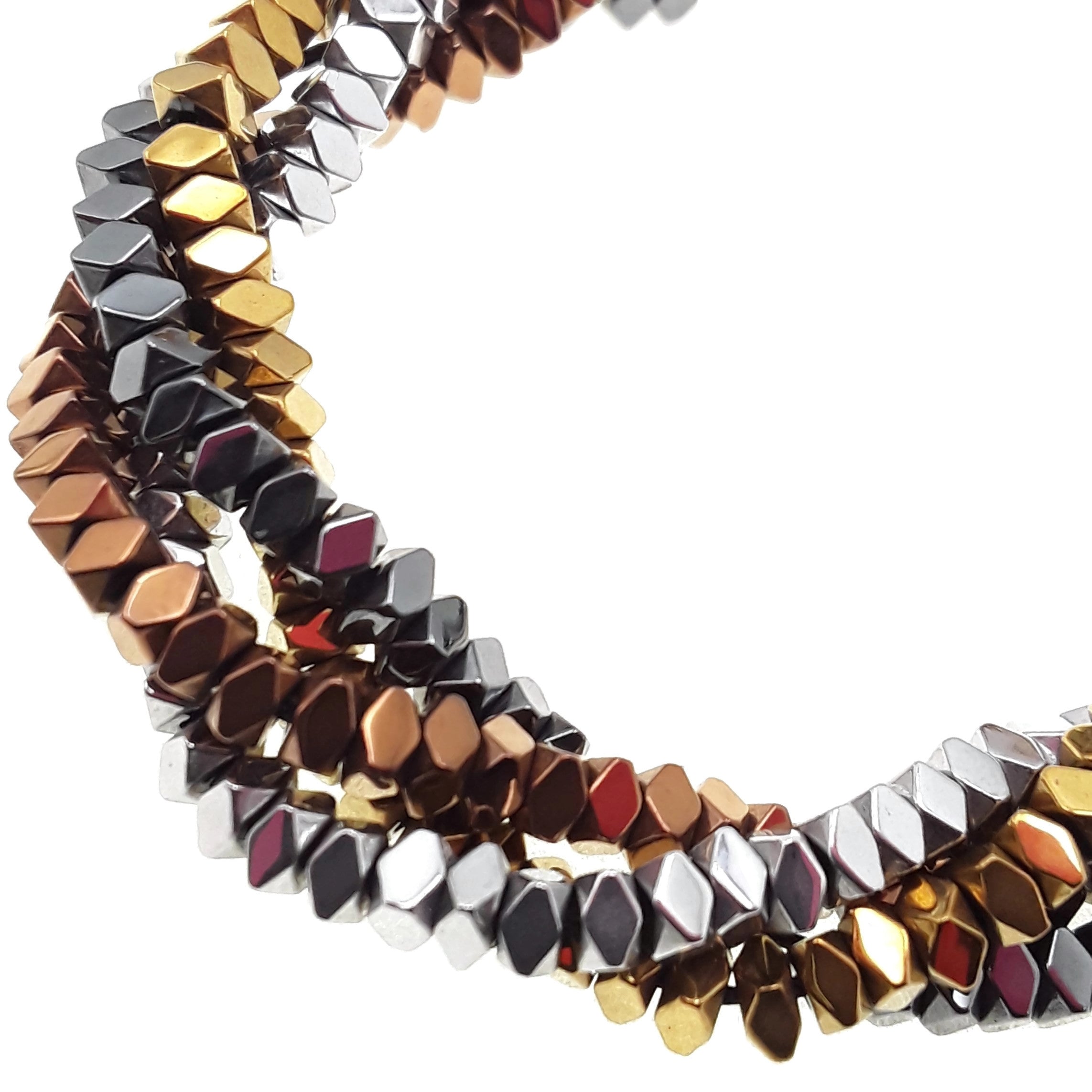 Gray/Gold/Silver/Copper Hematite Smooth Faceted Flat Square Beads 2x3mm - 15.5 Inch Strand for Jewelry Making, Bracelets & Necklaces - DIY Craft Supplies for Beading Projects