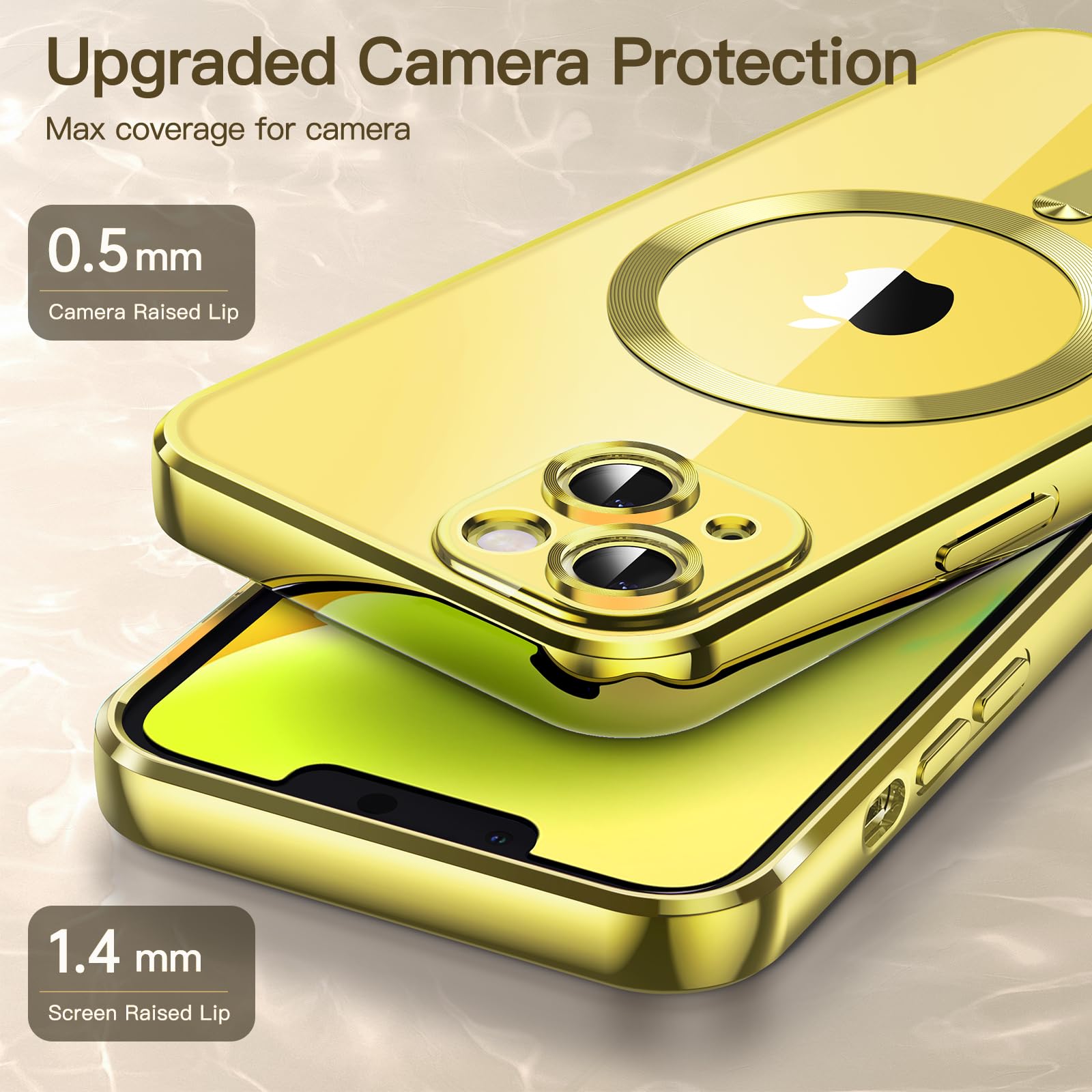 JETech iPhone 14 Plus 6.7-Inch Clear Soft TPU Case - MagSafe Compatible, Shockproof & Camera Protection, Electroplated Yellow Phone Cover for Wireless Charging | Perfect for Daily Use, Travel & Outdoor Activities