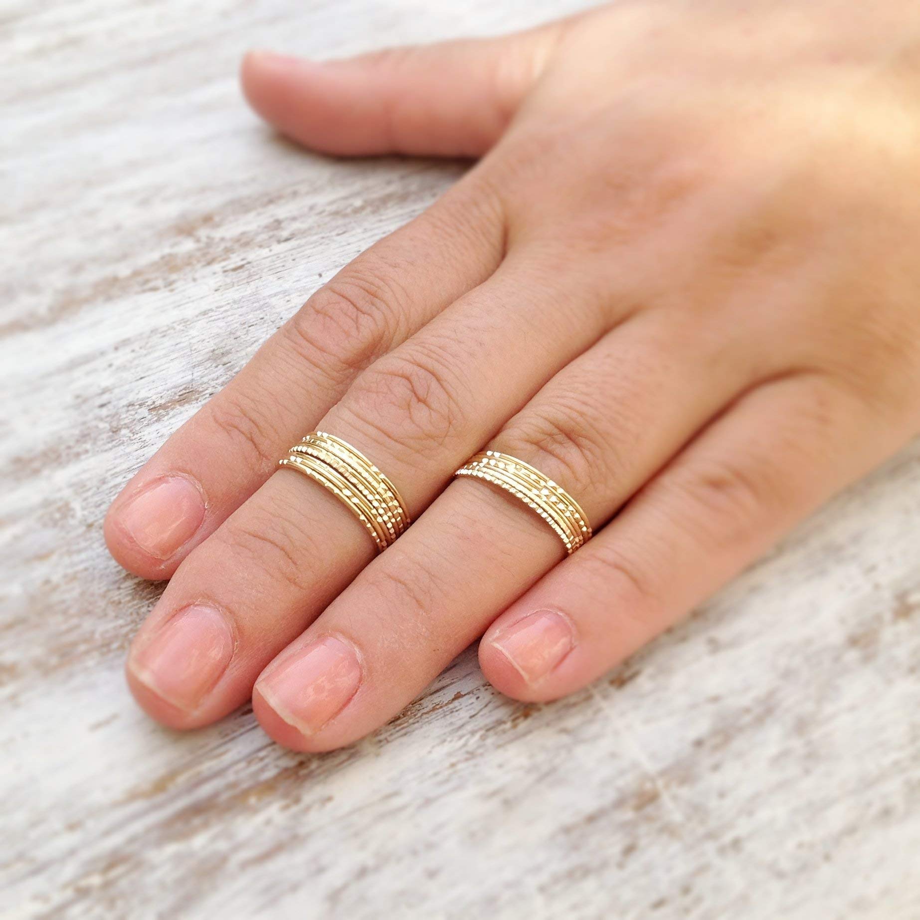 Dainty Thin Stacking Rings Set of 4 - Size 8 US - Delicate Tiny Rings for Women, Perfect for Layering, Everyday Wear & Special Occasions