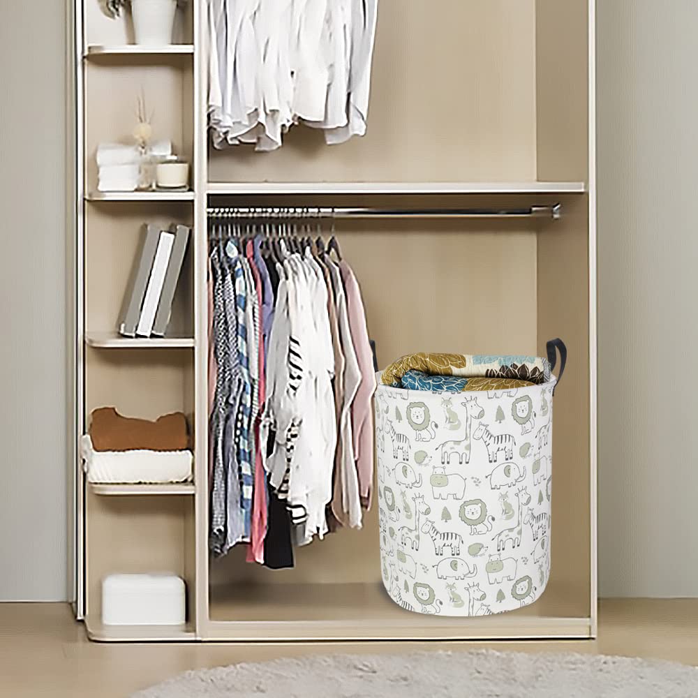 CLOCOR Collapsible Baby Laundry Basket - Kids Toy Storage Organizer & Nursery Hamper with Jungle Animal Design - Perfect for Baby Room Decor, Playroom Organization and Toddler Clothes Storage (Green)