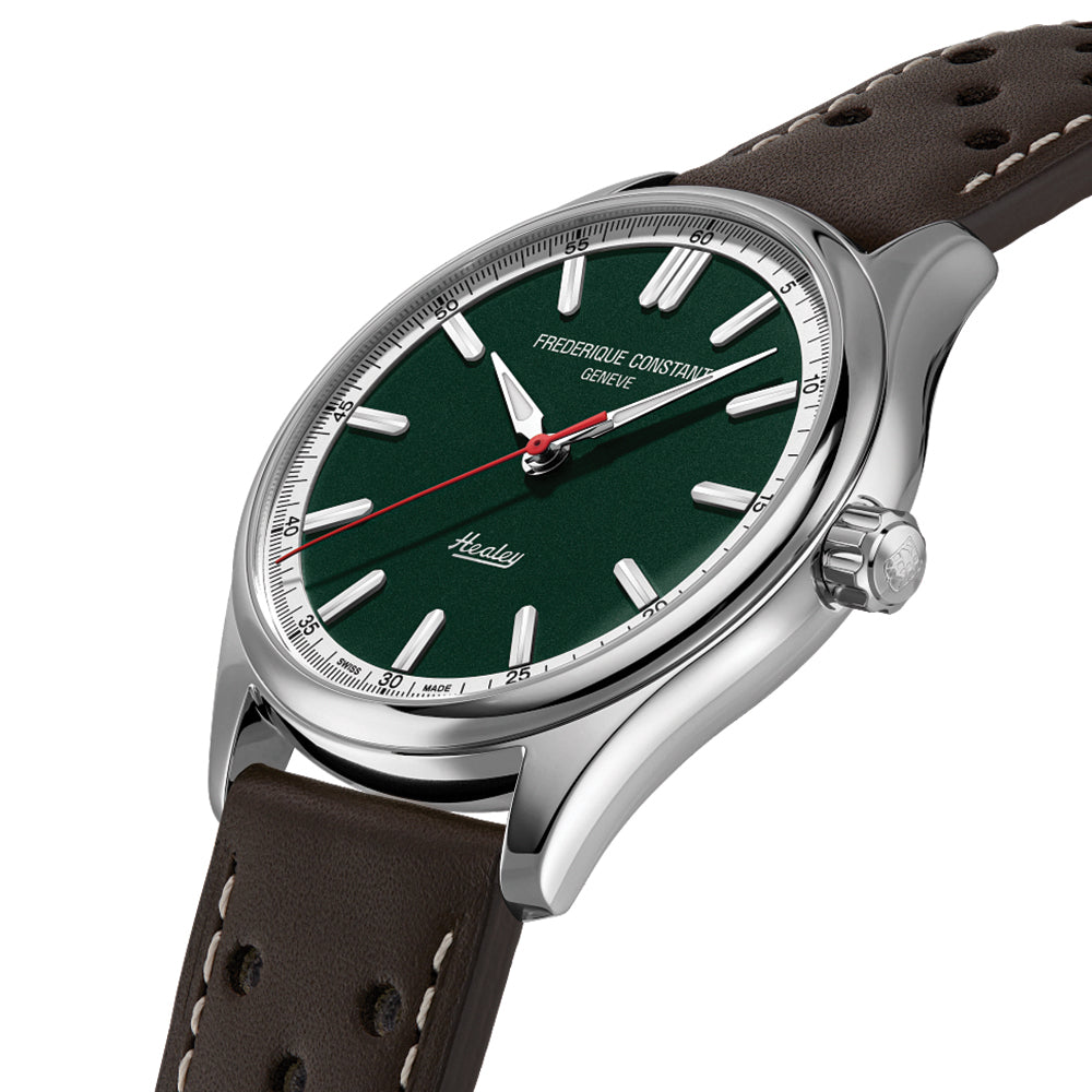 Vintage Rally Healey Automatic 40mm Green Leather Strap Watch - Classic Men's Timepiece for Casual Wear & Outdoor Adventures