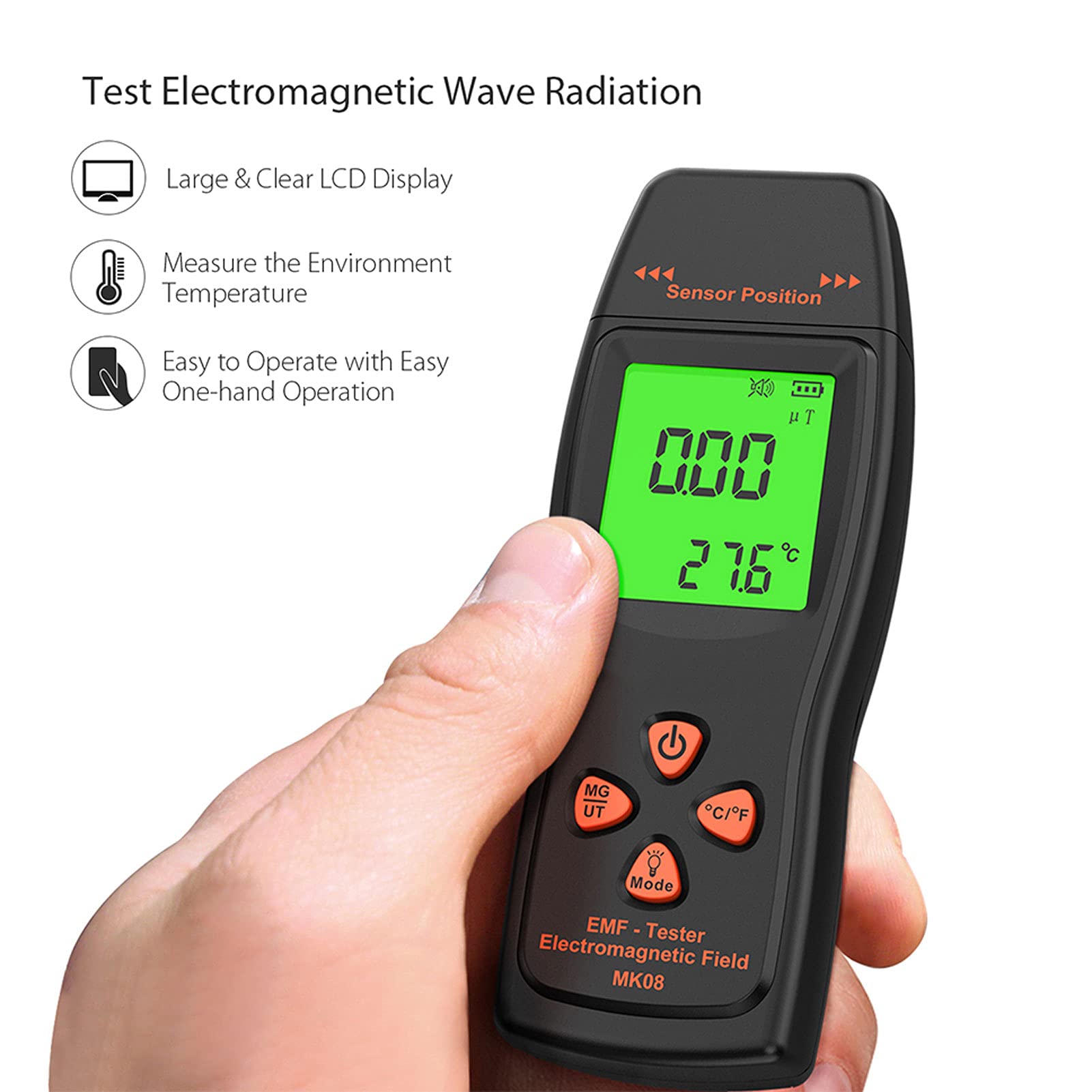 Mini Digital LCD EMF Meter - Handheld Electromagnetic Field Radiation Detector with Dosimeter Counter | Perfect for Home, Office & Ghost Hunting Safety Checks