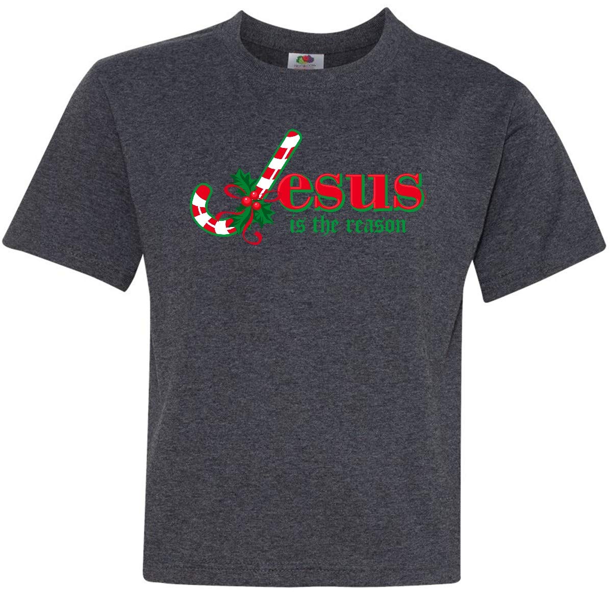 Inktastic Candy Cane Jesus Youth T-Shirt - Christmas Religious Holiday Gift for Kids & Teens - Perfect for Church, Sunday School & Family Gatherings