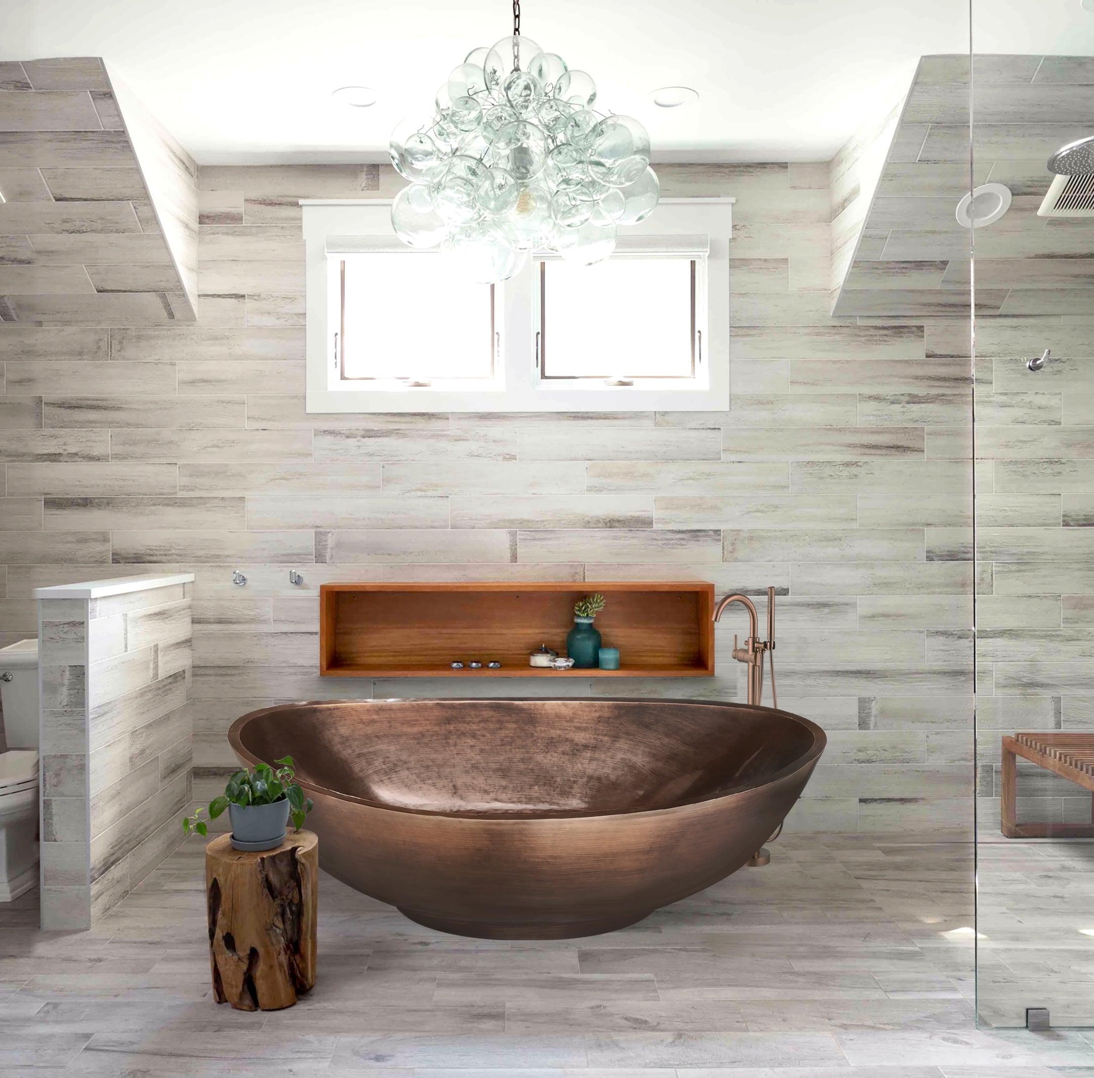 Vintage Copper Bathtub SCB S8 - Handcrafted Antique Style Freestanding Soaking Tub for Luxury Bathroom & Spa Retreat