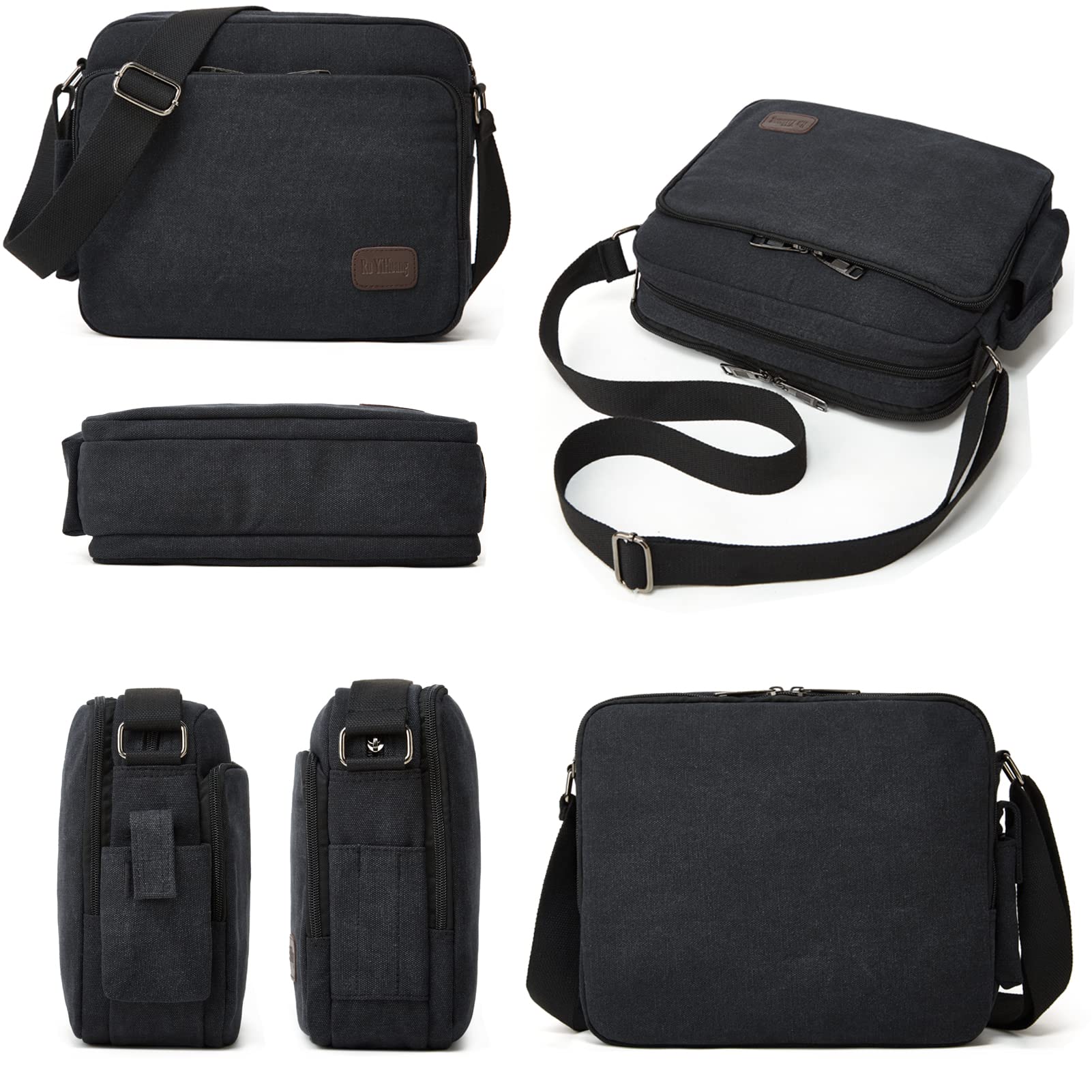 Durable Canvas Messenger Bag for Men - Built-in Wallet Pockets, Multifunctional Shoulder Bag for Outdoor Sports, Travel & Daily Commute | Water-Resistant Crossbody Bag for Work, School & Casual Use