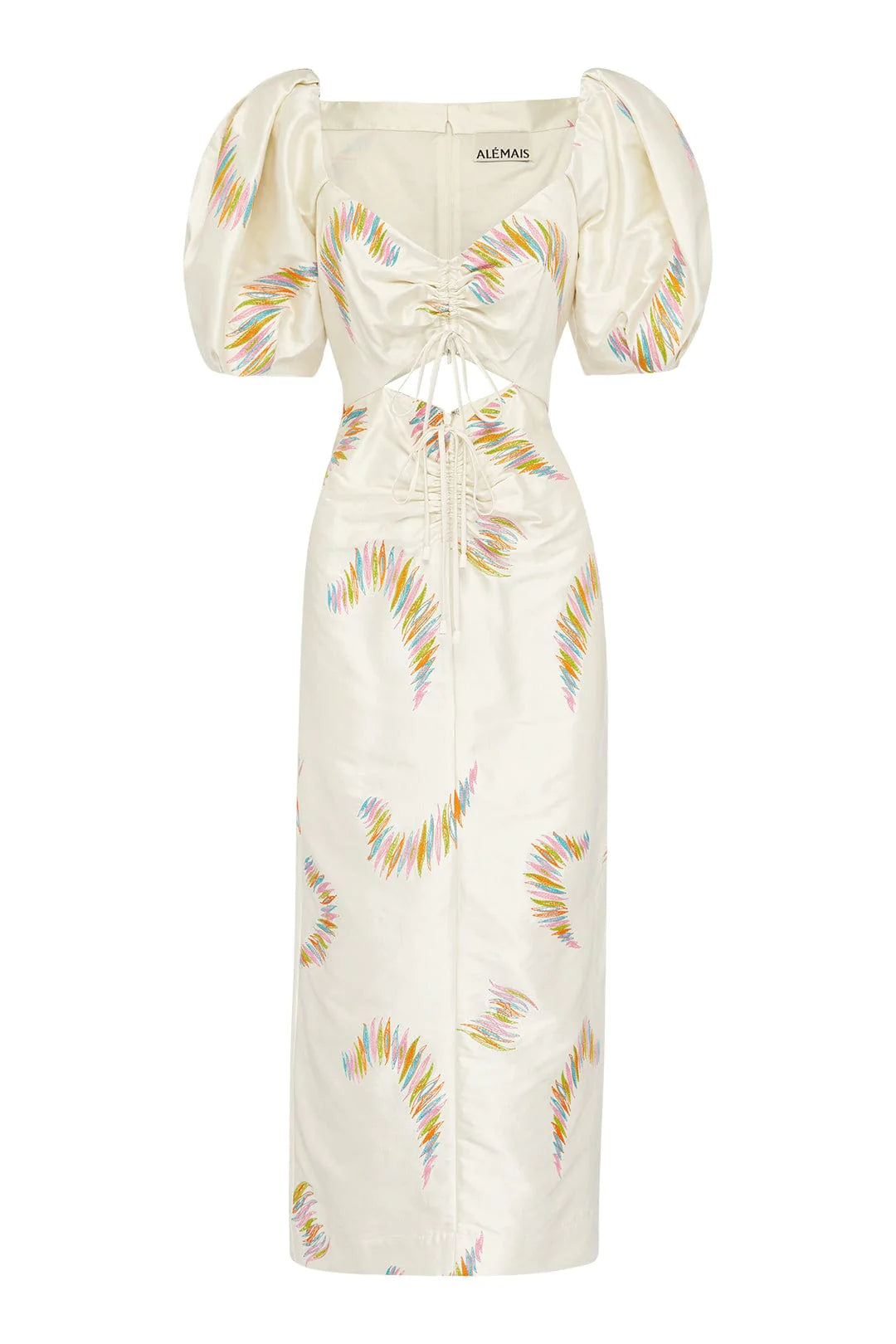 Embroidered Midi Dress for Women - Floral Summer Boho Dress with V-Neck & Short Sleeves - Perfect for Beach Vacations, Date Nights & Garden Parties