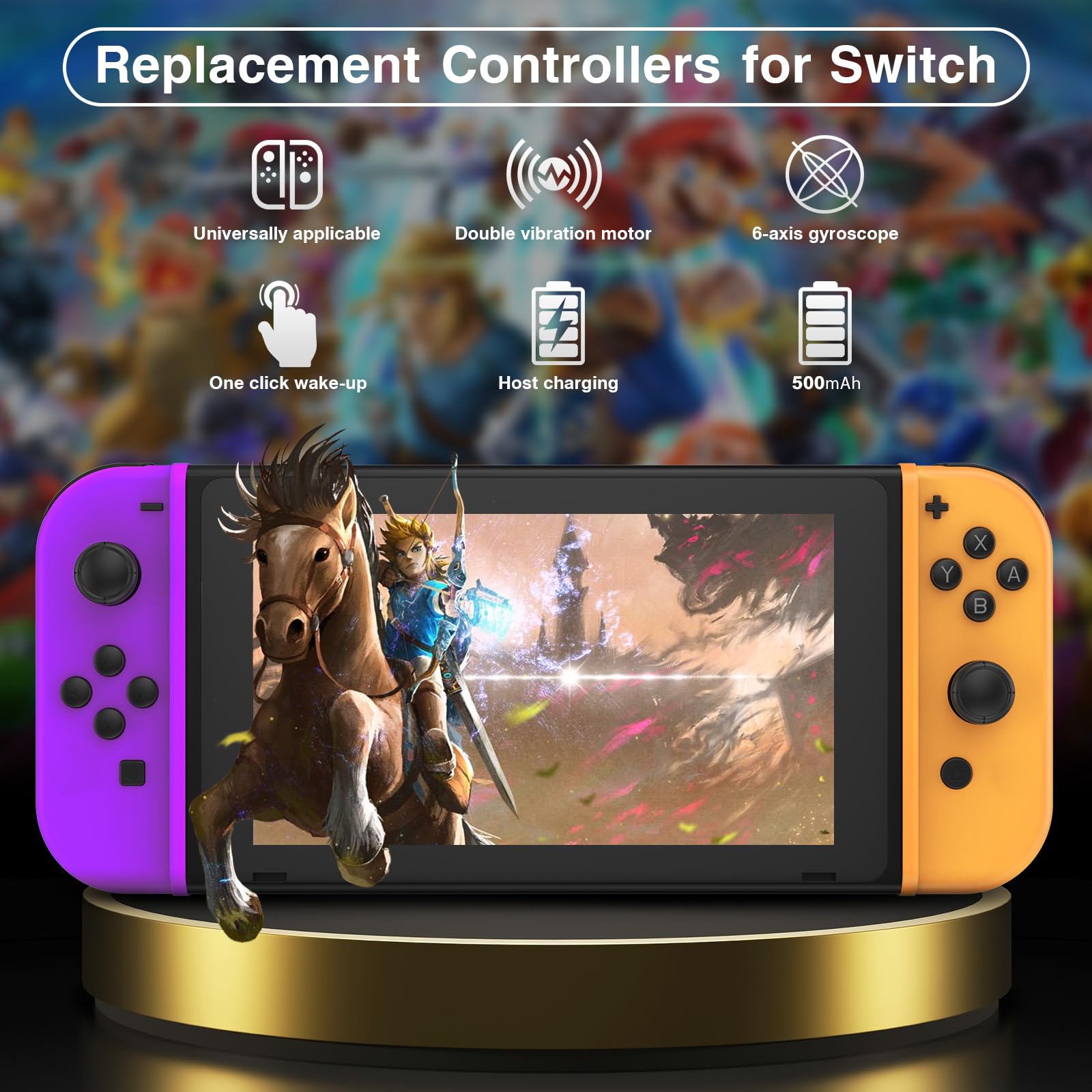 Best Replacement Wireless Controller for Nintendo Switch/Switch Lite/Switch OLED - Motion Control, Wake-Up & Dual Vibration - Perfect for Gaming, Multiplayer & Family Entertainment