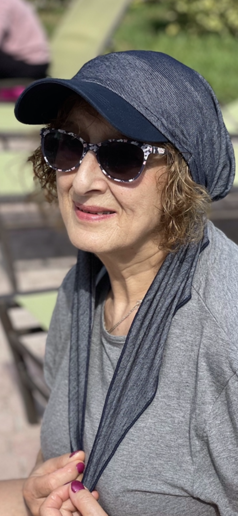 Blue Denim Sun Hat & Visor Scarf for Women - Adjustable Headscarf & Hijab Accessory - UV Protection Summer Beach Hat - Made in USA by Uptown Girl Headwear - Perfect for Outdoor Activities, Beach Vacations and Daily Sun Protection