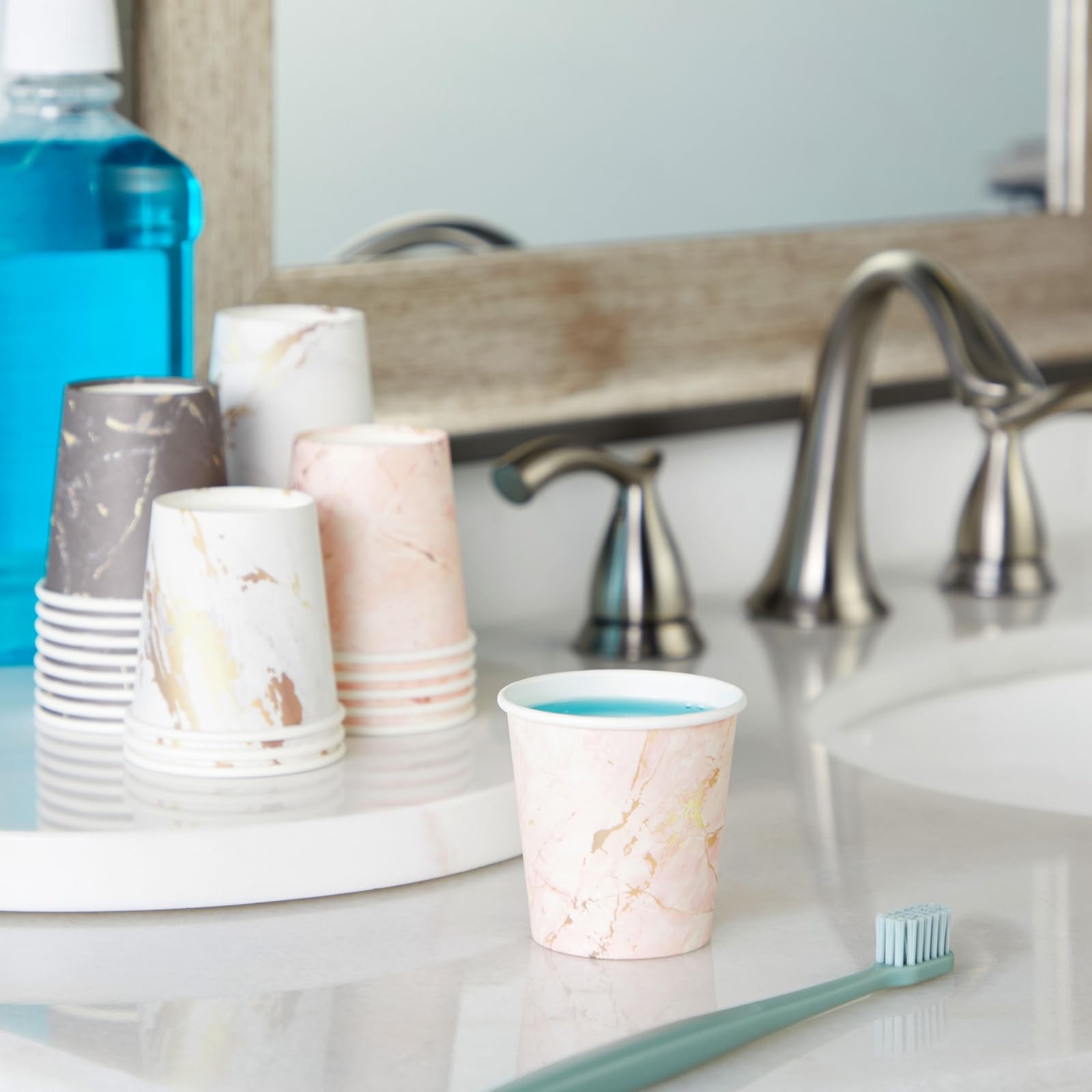 100 Pack 4 Oz Disposable Paper Cups for Espresso, Coffee, Tea & Mouthwash - Elegant Marble Design - Perfect for Parties, Weddings, Offices & Home Use