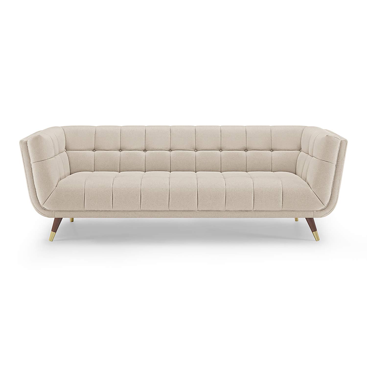 89'' Polyester Fabric 3-Seater Sofa with Solid Wood Legs & High Armrests - Modern Living Room Furniture for Home, Office & Lounge Spaces