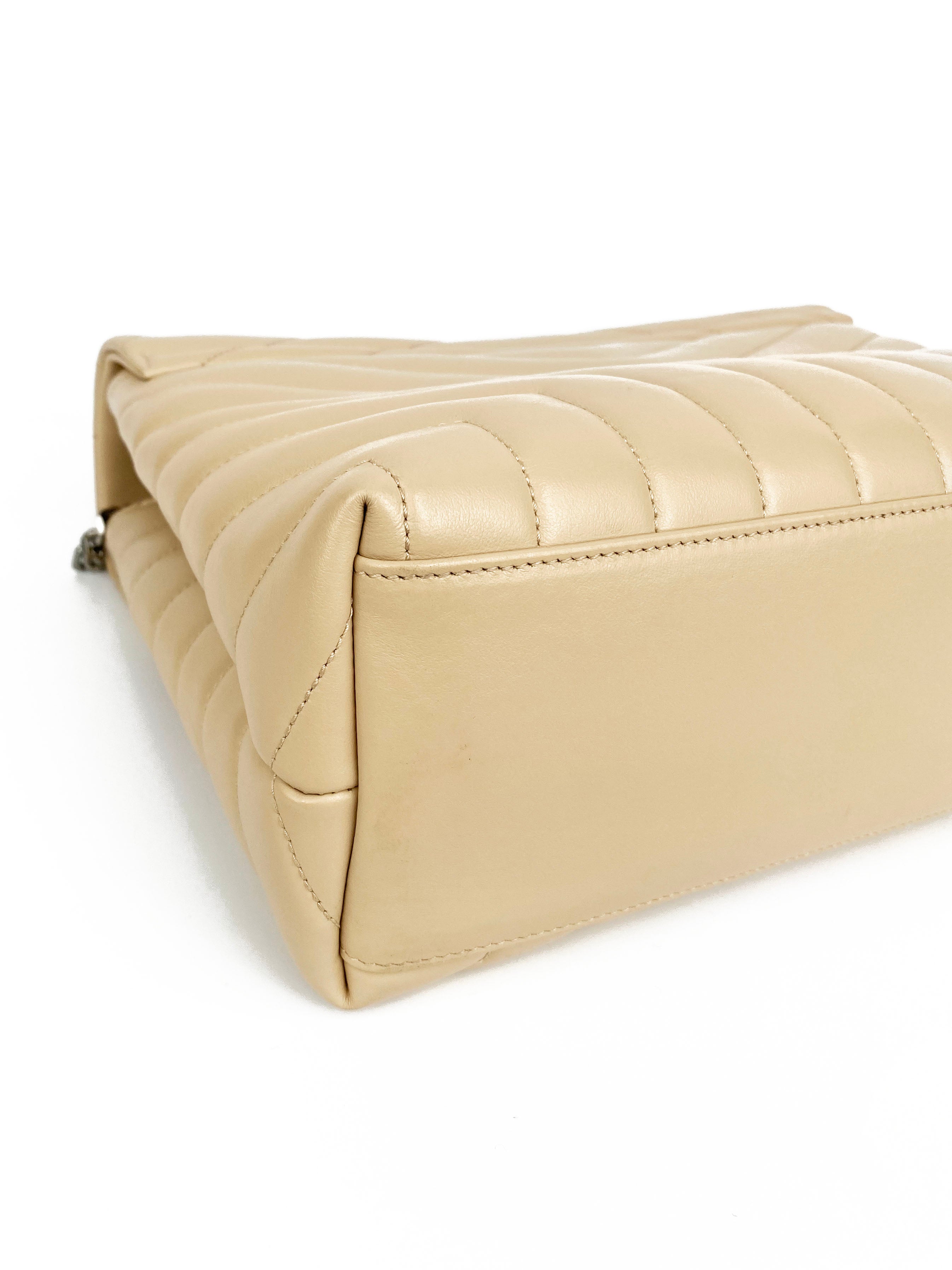 Saint Laurent Medium Beige Loulou Bag - Luxury Designer Shoulder Handbag for Women | Perfect for Work, Evening Events & Everyday Use