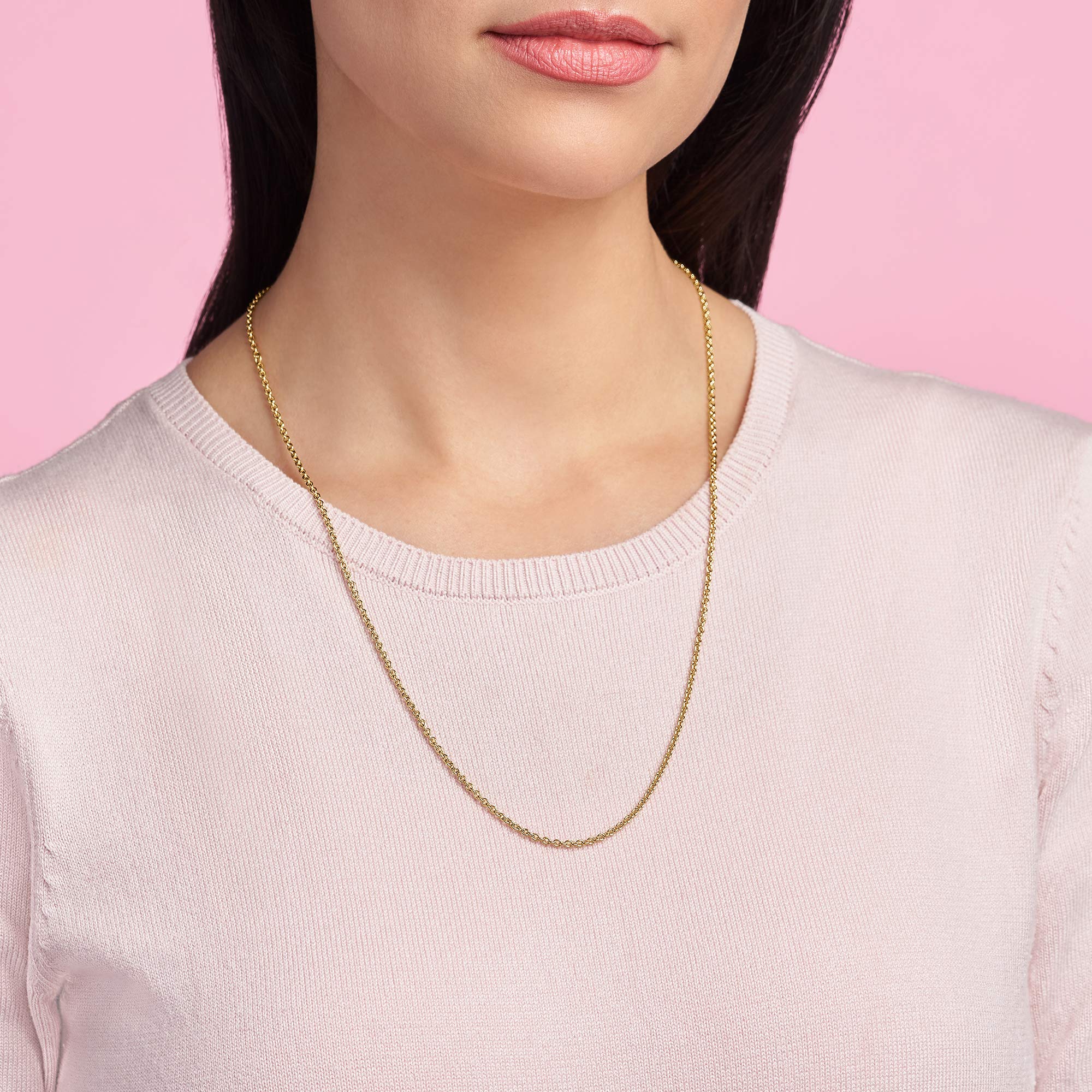 Pandora Jewelry Cable Chain Shine Necklace 23.6 Inches - Sterling Silver Dainty Layering Necklace for Women, Perfect for Everyday Wear & Gift Giving