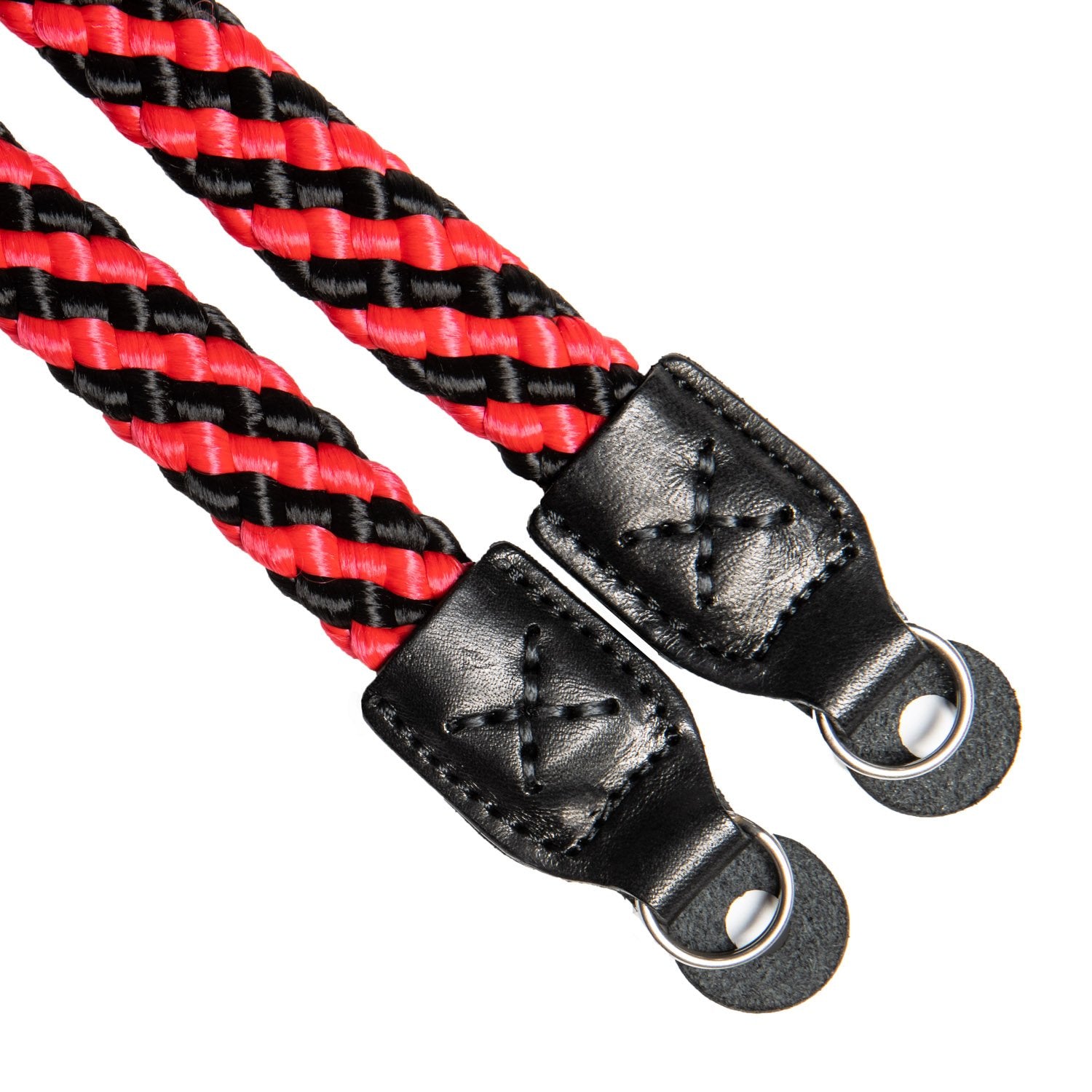 Cooph Braided Camera Strap with Split Ring - 49.2 Inch (125cm) Adjustable Neck Strap for DSLR & Mirrorless Cameras - Durable Black/Red Design for Travel, Photography & Outdoor Adventures