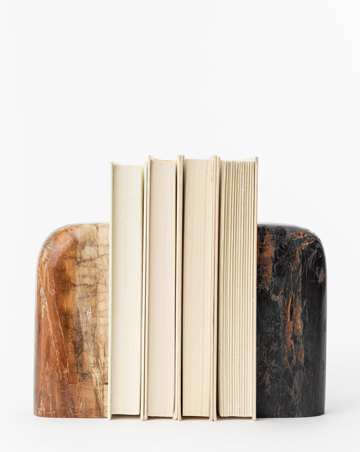 Natural Petrified Wood Bookends - Set of 2 | Unique Stone Book Holders for Home Office Decor, Bookshelf Organizer & Gift Idea