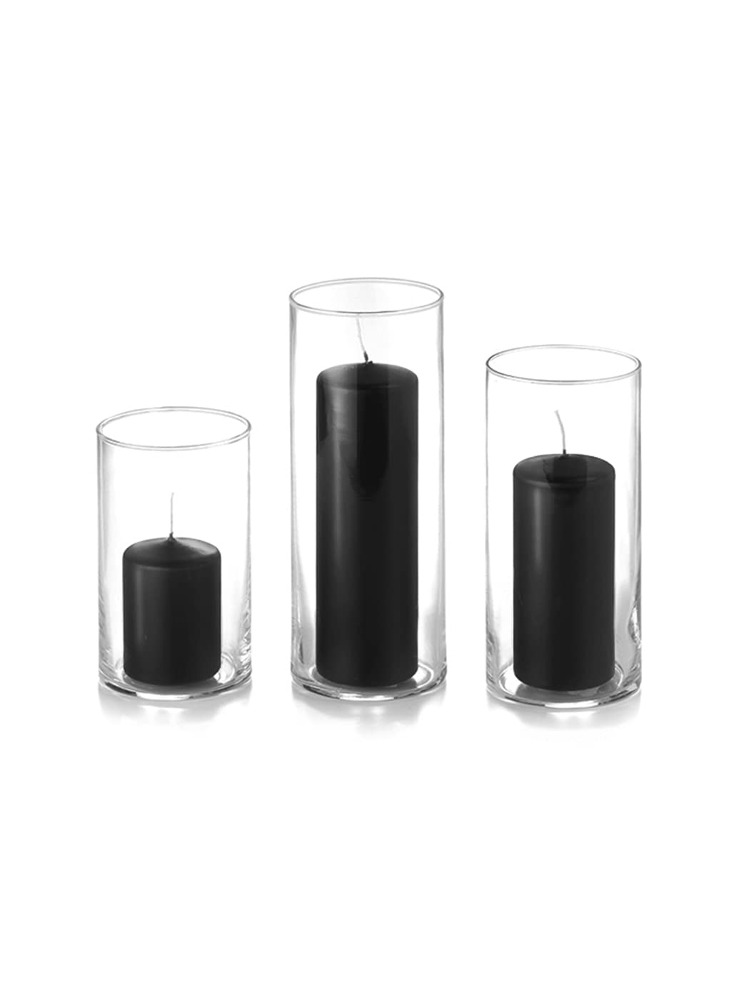 Yummi Set of 36 Slim Pillar and Cylinder Vases in Black - Elegant Wedding Centerpieces, Home Decor, and Party Table Decorations