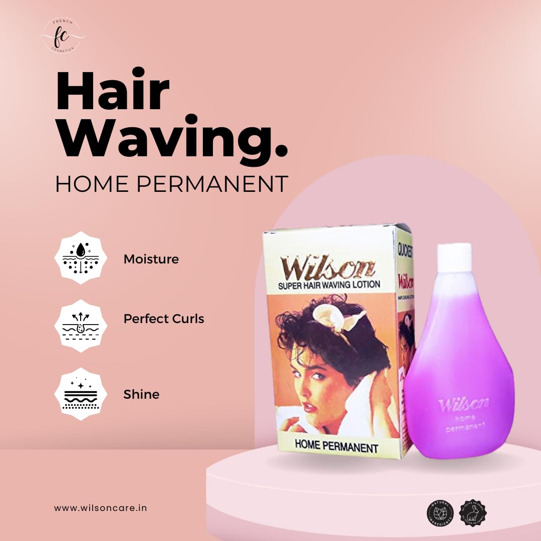 Wilson Super Hair Waving Lotion - Professional Home Permanent Wave Solution for Curly & Wavy Hair (Baby Pink) | Salon-Quality Styling for Women & Men at Home