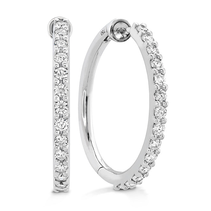 Hearts On Fire Classic Hoop Medium Diamond Earrings for Women - 14K White Gold Round Cut Diamond Stud Earrings - Perfect for Weddings, Anniversaries & Special Occasions
