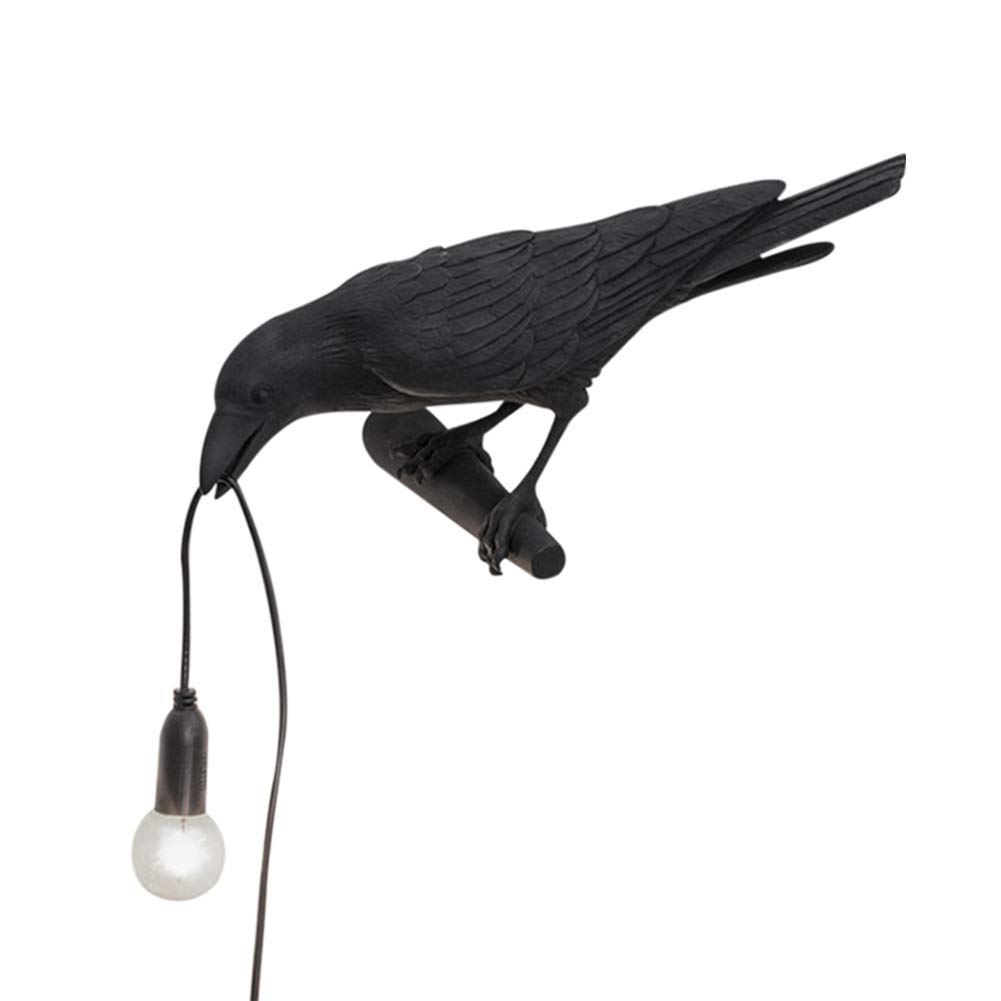 Arinda Resin Crow Table Lamp - Modern Bedside Desk Light for Bedroom, Office, or Living Room - Elegant Wall Sconce Lighting for Home Decor & Night Reading