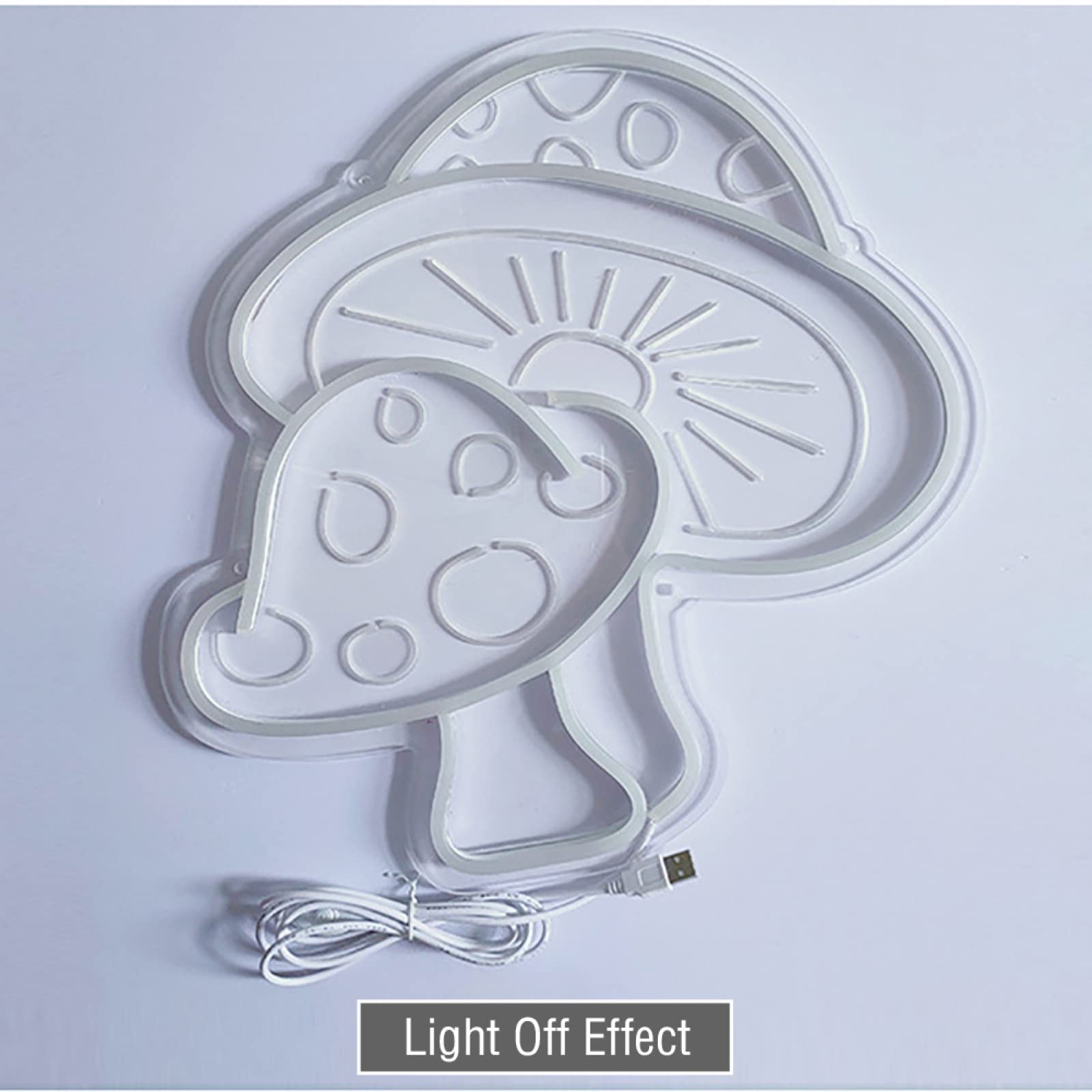 **Mushroom Neon Sign Wall Decor - USB Powered Dimmable LED Light for Bedroom, Birthday Party, Nursery, Bar & Cafe (15.2x14.8 inches) - Cute Mushroom Night Light for Home & Gift**