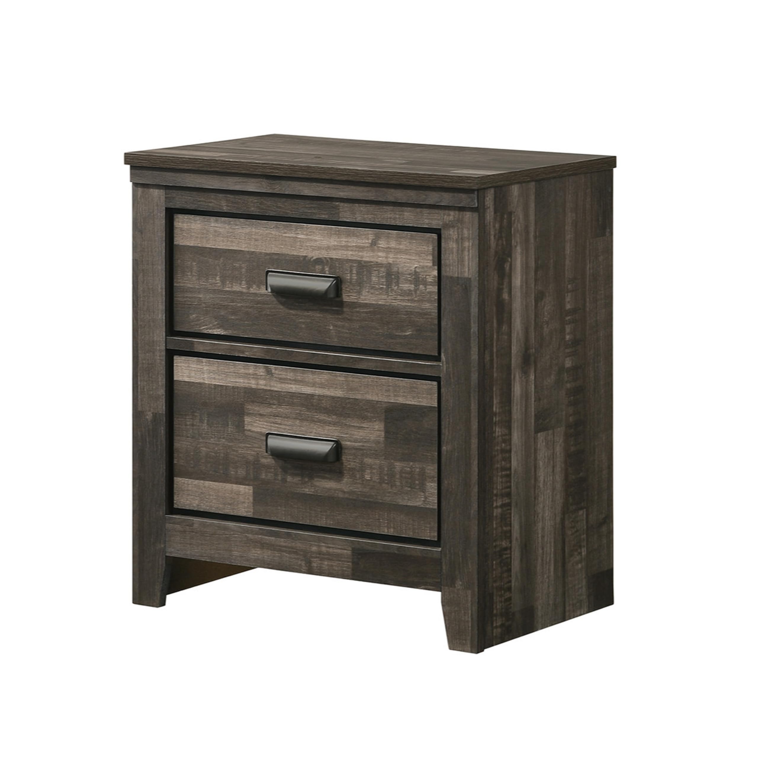 Benzara BM241274 Night Stand with 2 Drawers - Solid Wood Butcher Block Design Bedside Table in Brown - Perfect for Bedroom, Living Room, or Guest Room Storage