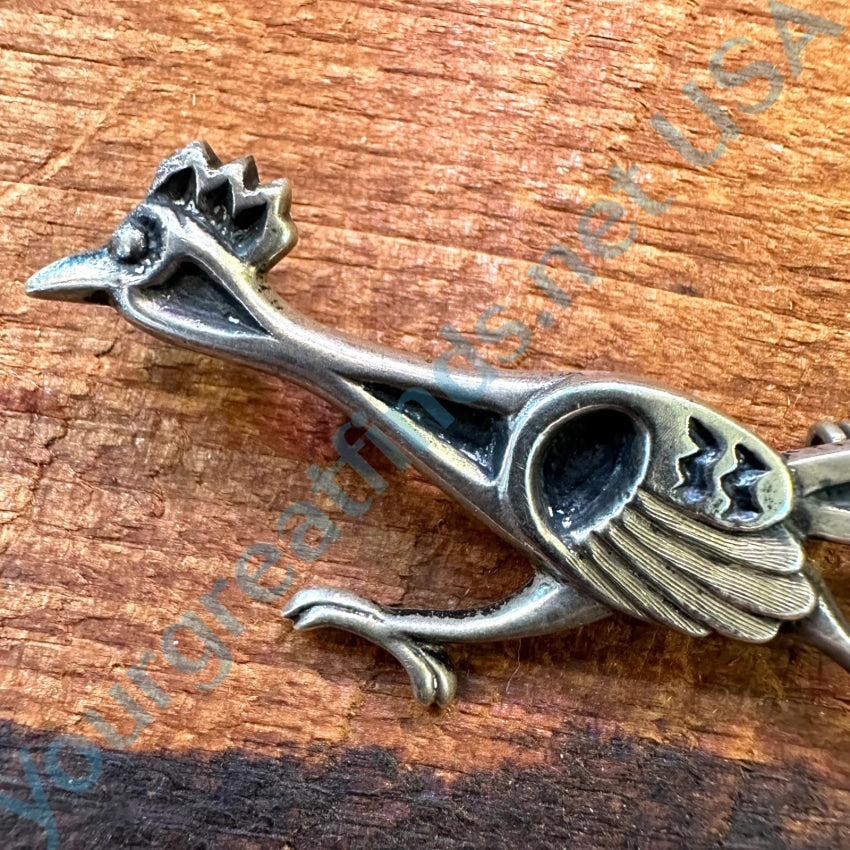 Vintage Mexican Sand Cast Sterling Silver Roadrunner Pin - Handmade Jewelry for Collectors & Western Style Lovers | Perfect for Hat, Jacket & Scarf Accessories