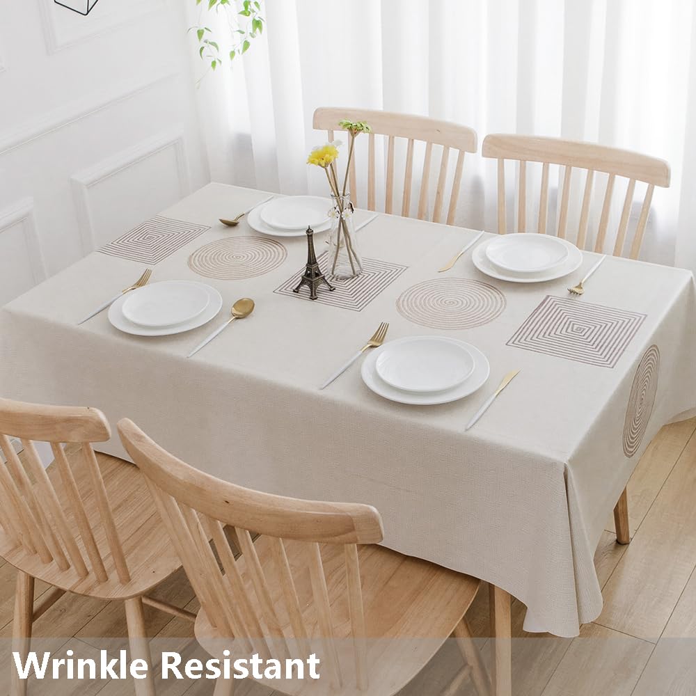 Durable Heavy Duty Vinyl Tablecloth - Waterproof & Wipeable PVC Table Cover for Kitchen & Dining (54x54 Inches, Geometric Design) - Perfect for Indoor & Outdoor Use, Parties, Picnics, and Daily Dining