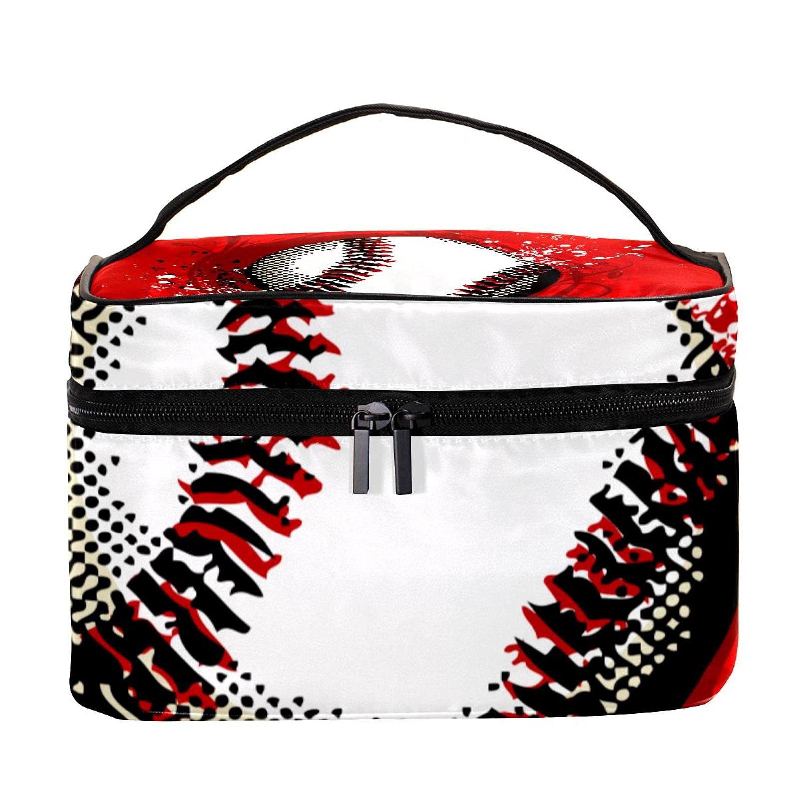 Premium Large Red Baseball Themed Travel Makeup Bag - Waterproof Cosmetic Organizer with Zipper for Women & Girls | Perfect for Gym, Sports Events & Vacation Toiletry Storage