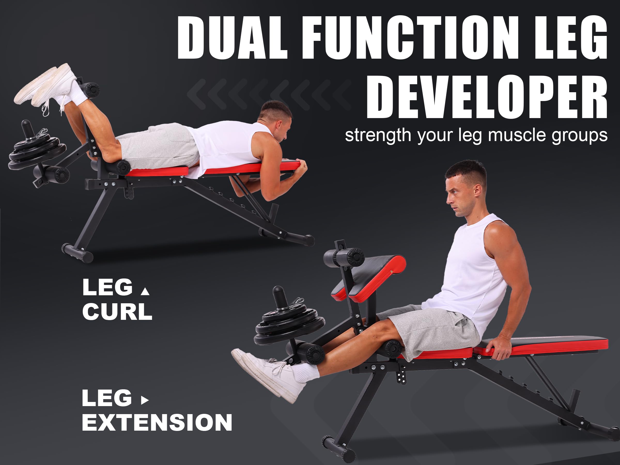 OPPSDECOR 800LBS Weight Bench Set with Leg Extension & Curl - Adjustable Bench Press for Decline/Flat/Incline Workouts - Full Body Exercise Equipment for Home Gym - Perfect for Strength Training & Muscle Building