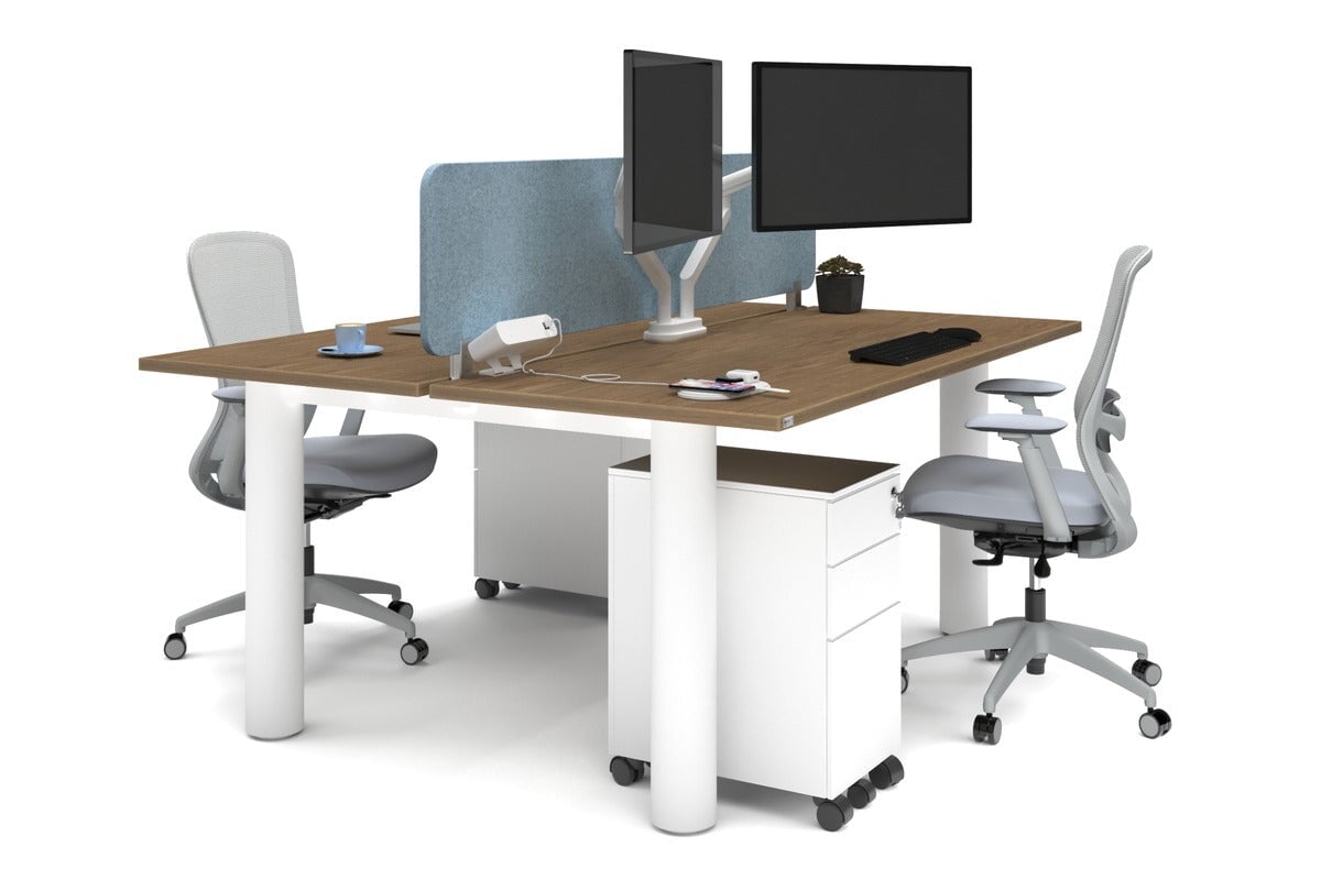 Quadro Cylinder Leg 2 Person Office Workstation - 1800L x 700W Modern Desk for Collaborative Workspaces | Perfect for Office, Coworking Spaces & Home Offices