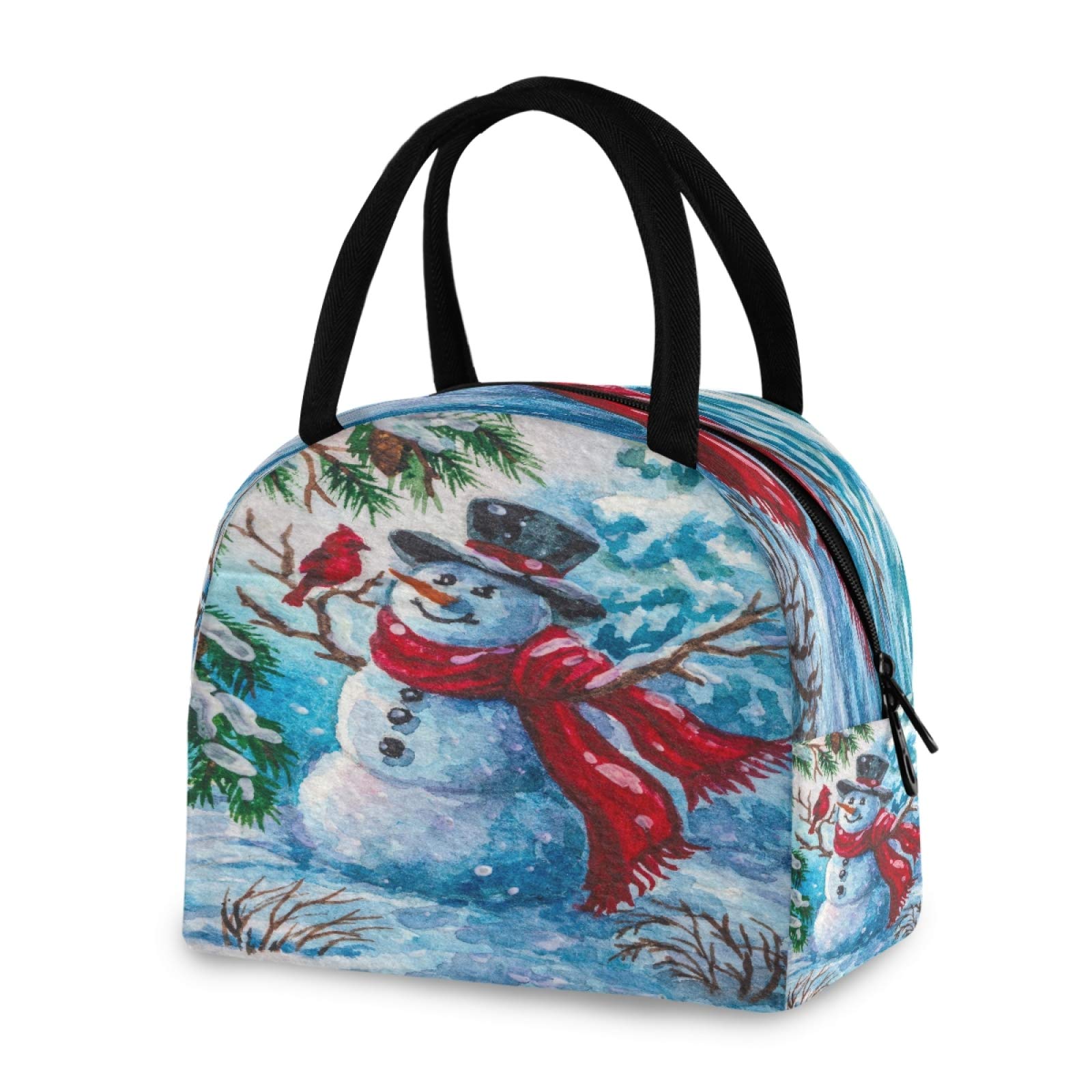 Blueangle Insulated Lunch Bag for Women & Students - Thermal Snowman Lunch Tote with Cooler Box - Perfect for School, Work, Picnics & Outdoor Activities