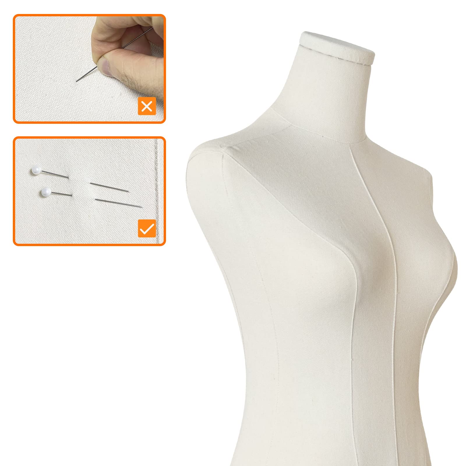 SHAREWIN Adjustable Female Mannequin Torso - 50” to 70” Thin Body Dress Form with Gold Metal Stand for Sewing, Clothing Display & Jewelry Showcase | Perfect for Boutiques, Tailoring Studios & Fashion Photography