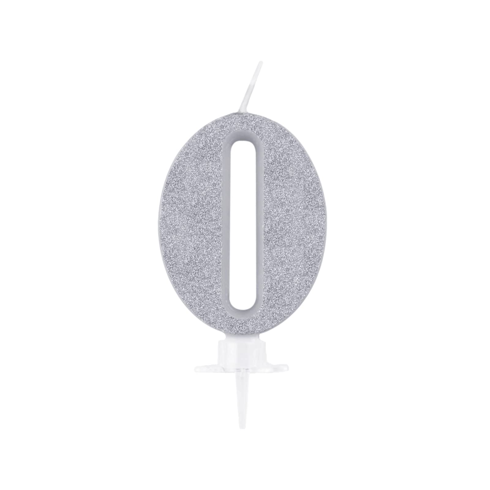 UVTQSSP 3.54 Inch Silver Glitter Number Birthday Candles - Wax Cake Topper Decoration for Kids & Adults Birthday Parties (Set of 0) | Perfect for Anniversary, Graduation & Celebration Cakes